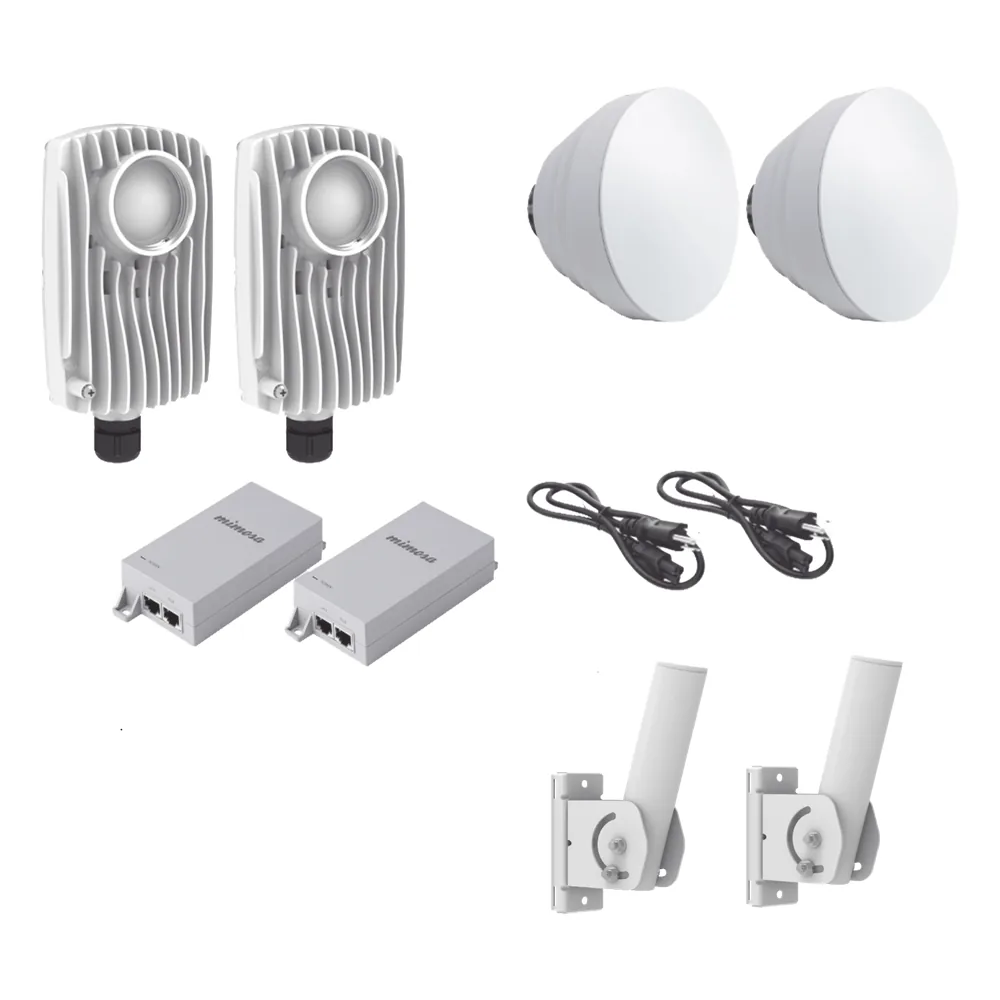 Kit de 2 radios C6X con 2 antenas de (16 dBi), rango de frecuencia extendida (5.1 a 6.4 GHz), incluye inyector POE, cable de alimentación y 2 FLEXIMOUNT-XL para alineación