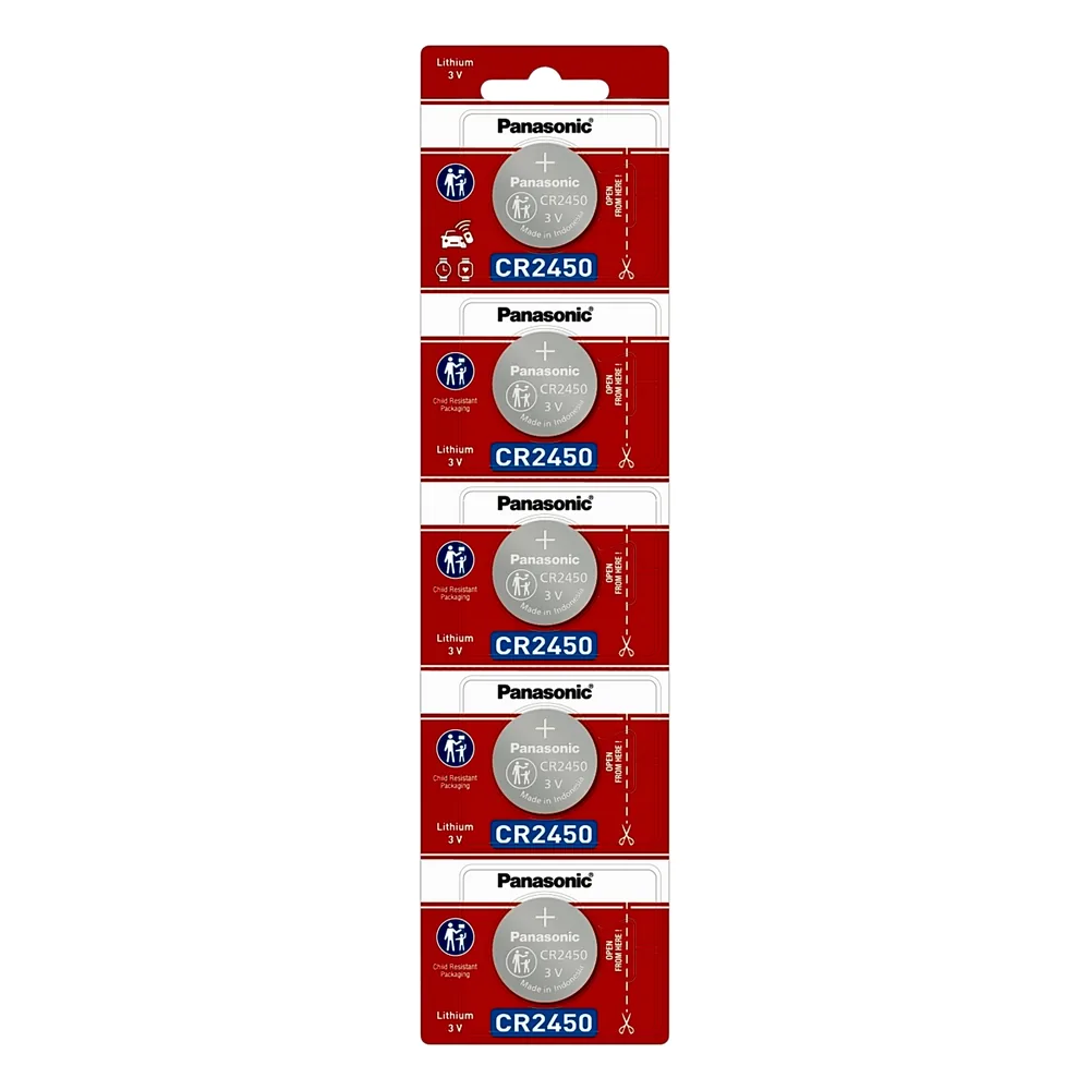 Batería de Litio tipo Moneda 3V / CR2450/ Tira c/5pz (No recargable)