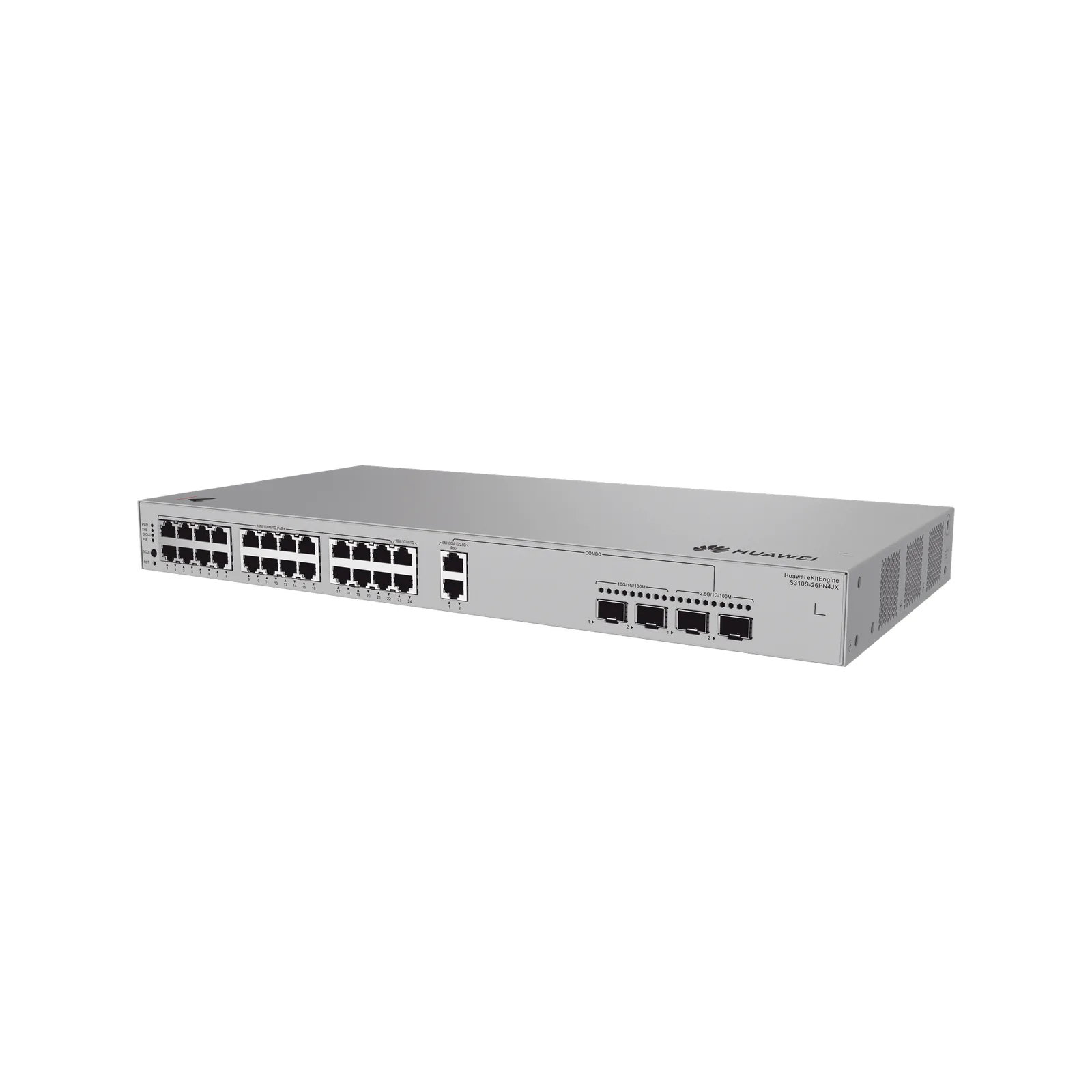 Switch Gigabit Administrable PoE Capa 3 / 24 Puertos 10/100/1000 Mbps (22 PoE) / 2 Puertos 2.5GE (PoE) combo 2 Puertos SFP 2.5GE /2 Puertos SFP+ 10GE / 400W / PoE Perpetuo / iStack / Administración Nube Gratis