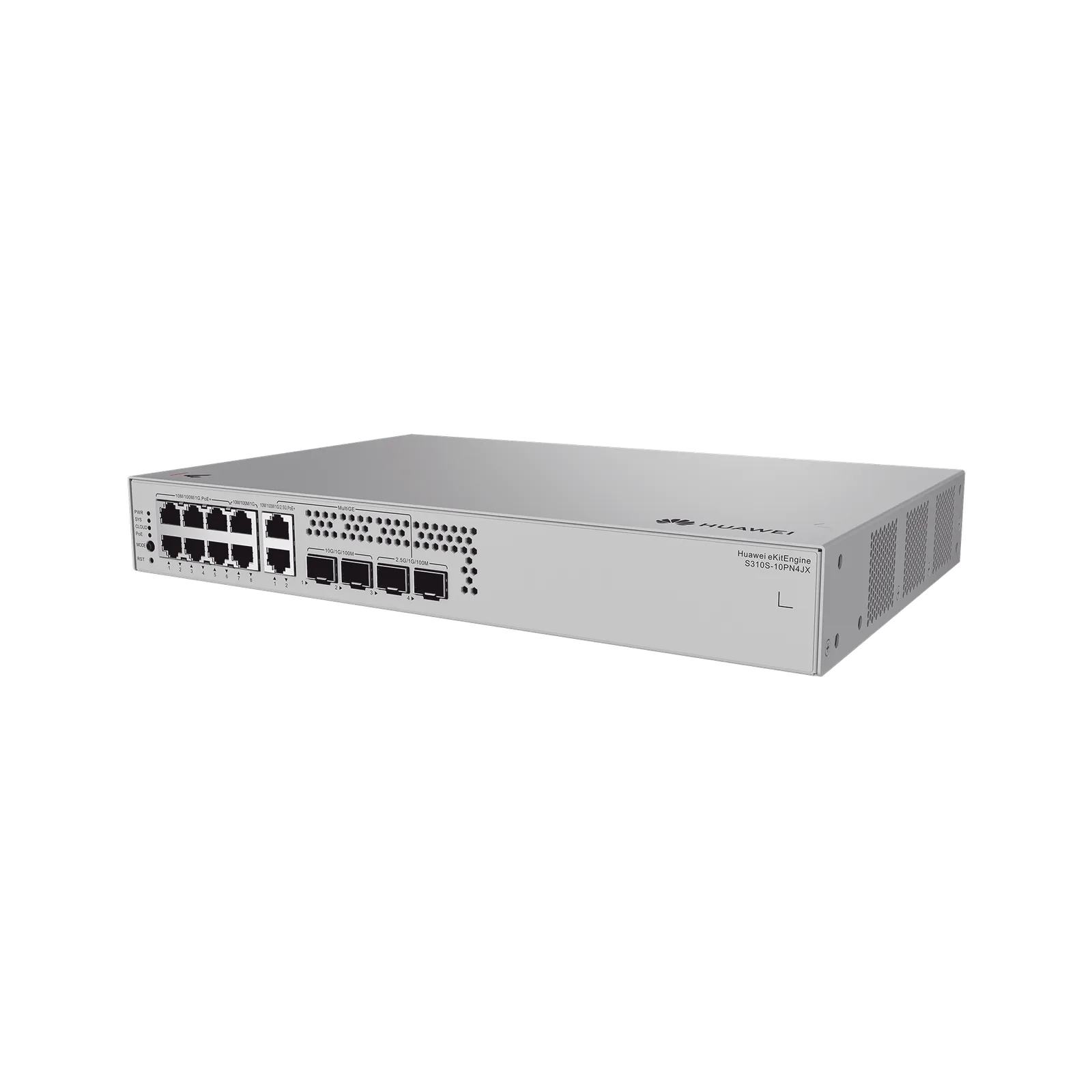 Switch de Acceso eKit Administrable / Capa 2+ / 6 Puertos PoE+ Gigabit + 2 Puertos PoE+ Multi-Gigabit (2.5 Gbps) + 2 Puertos Gigabit + 2 Puertos SFP + 2 Puertos SFP+ / PoE Perpetuo / Presupuesto PoE 128 W / Sin licenciamiento