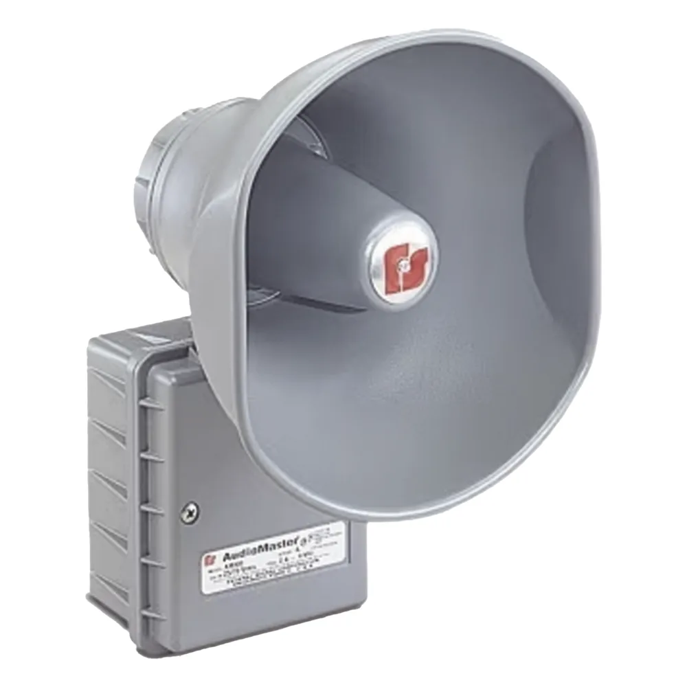 AudioMaster® Altavoz de bocina reentrante para megafonía y anunciamiento público, 15 W de Potencia, Listado contra incendios UL, Color Gris
