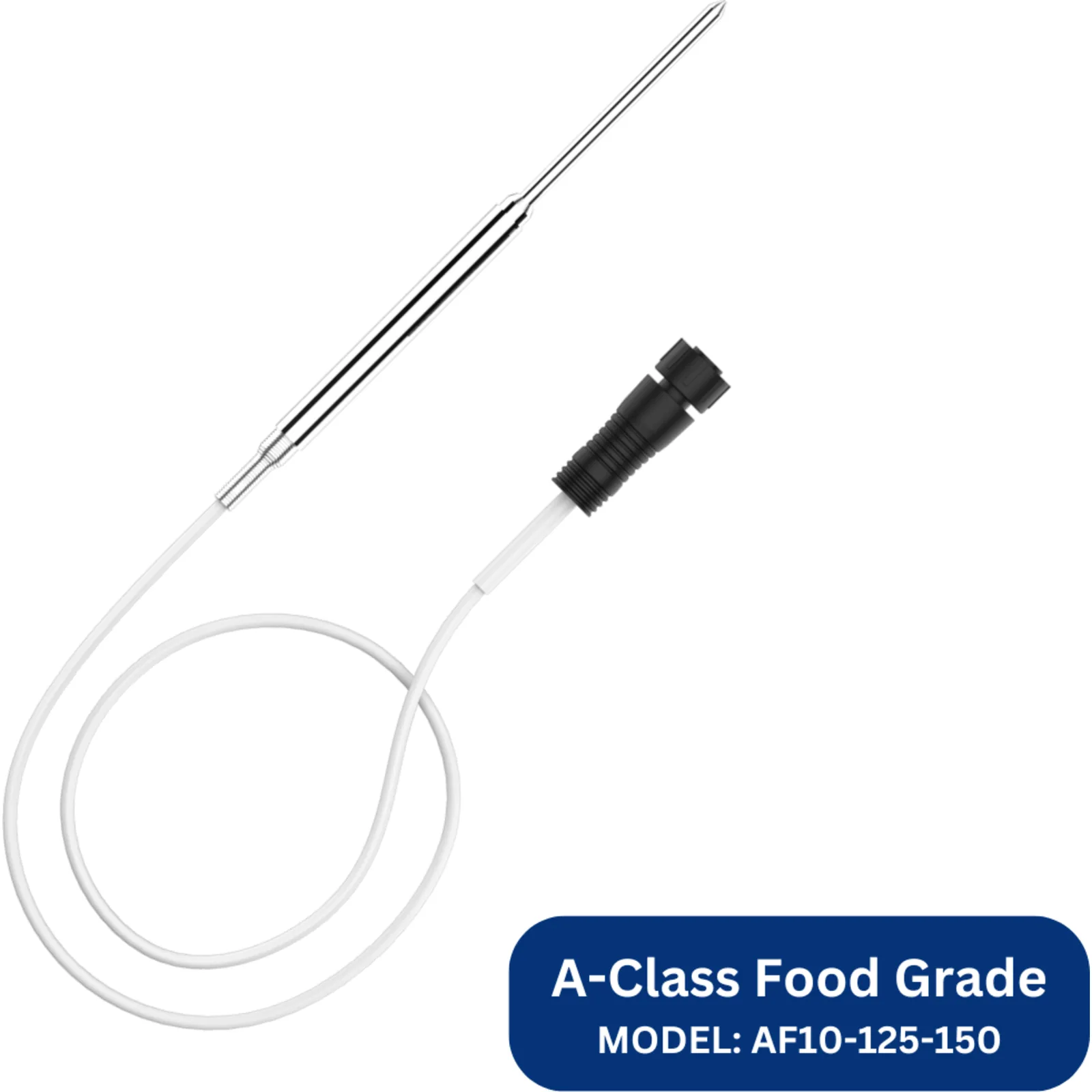 Sonda de Temperatura PT100 Clase A / Grado Alimenticio / Acero Inoxidable / Cable Silicona 1520 mm / Rango -60 a 250 °C / Precisión Clase A / SENSTECH
