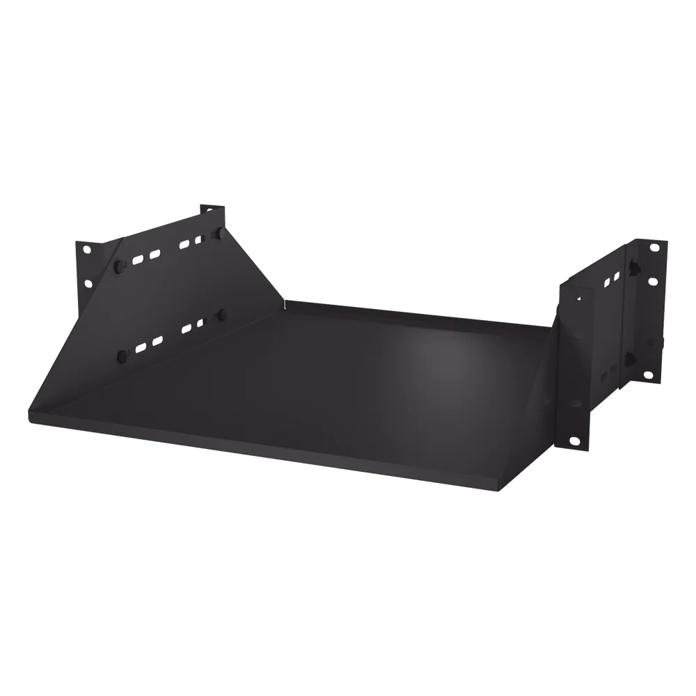 Charola para Soportar Equipos en Rack de 19 in, Doble Fijación, Color Negro, 3U