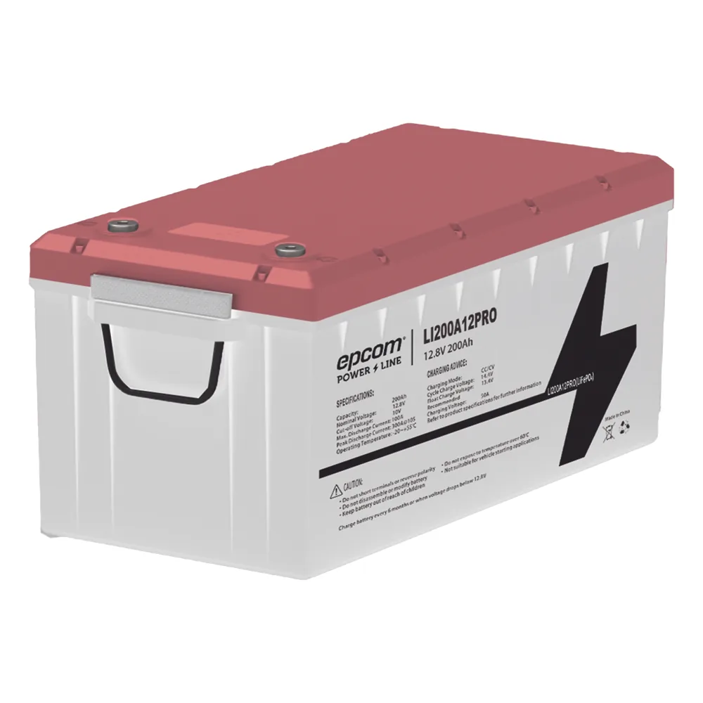 Batería de Litio LiFePO4 Ciclo Profundo / 12.8 Vcc / 200 Ah / Descarga Máxima 200 A / Solar y Marina