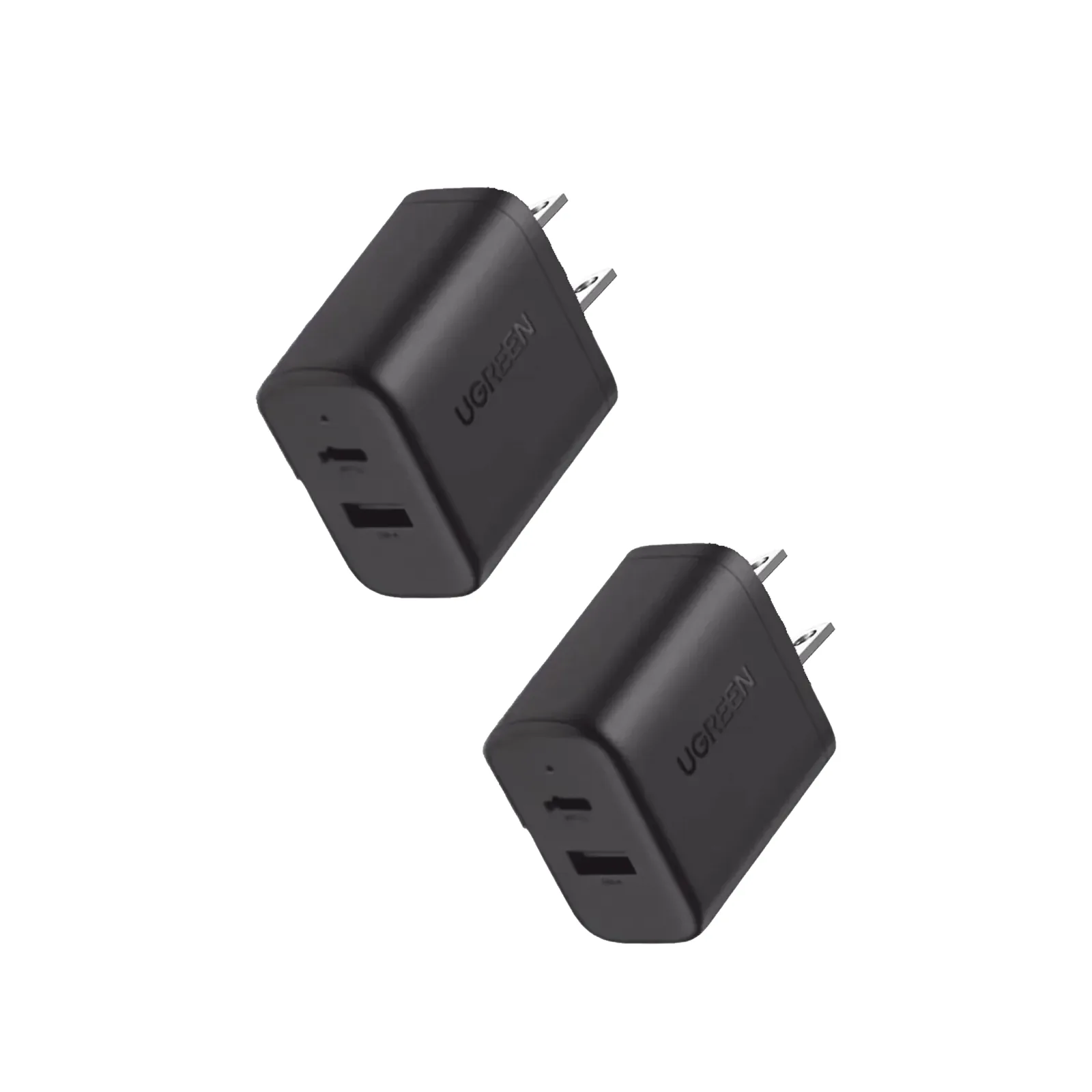 Cargador rápido de 20 W y 2 puertos, paquete de 2, negro, EE. UU.