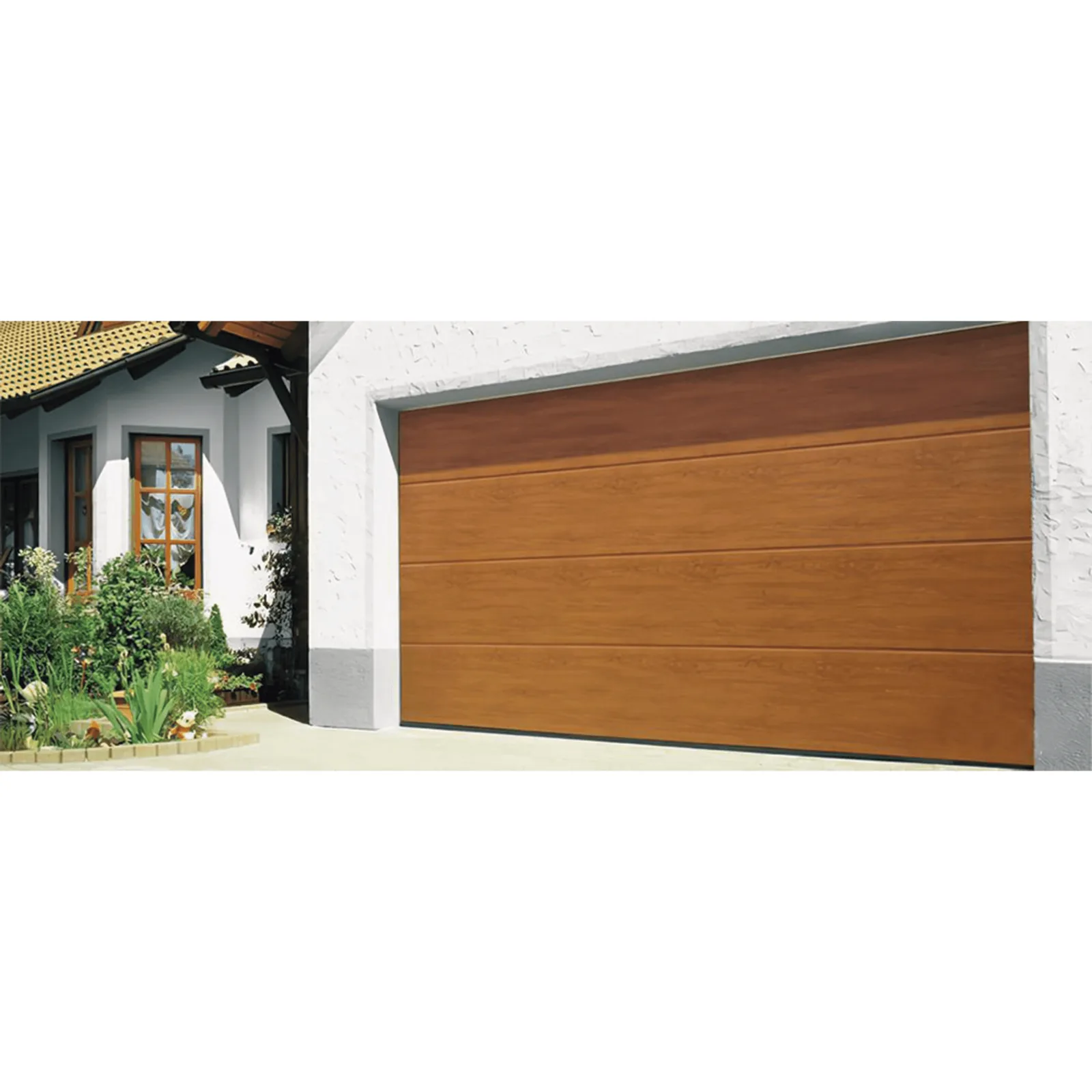 Sección para puerta de Garage / Linea Central / Imitacion MADERA / Golden Oak / Para GARAGE107 / Estilo Americana.