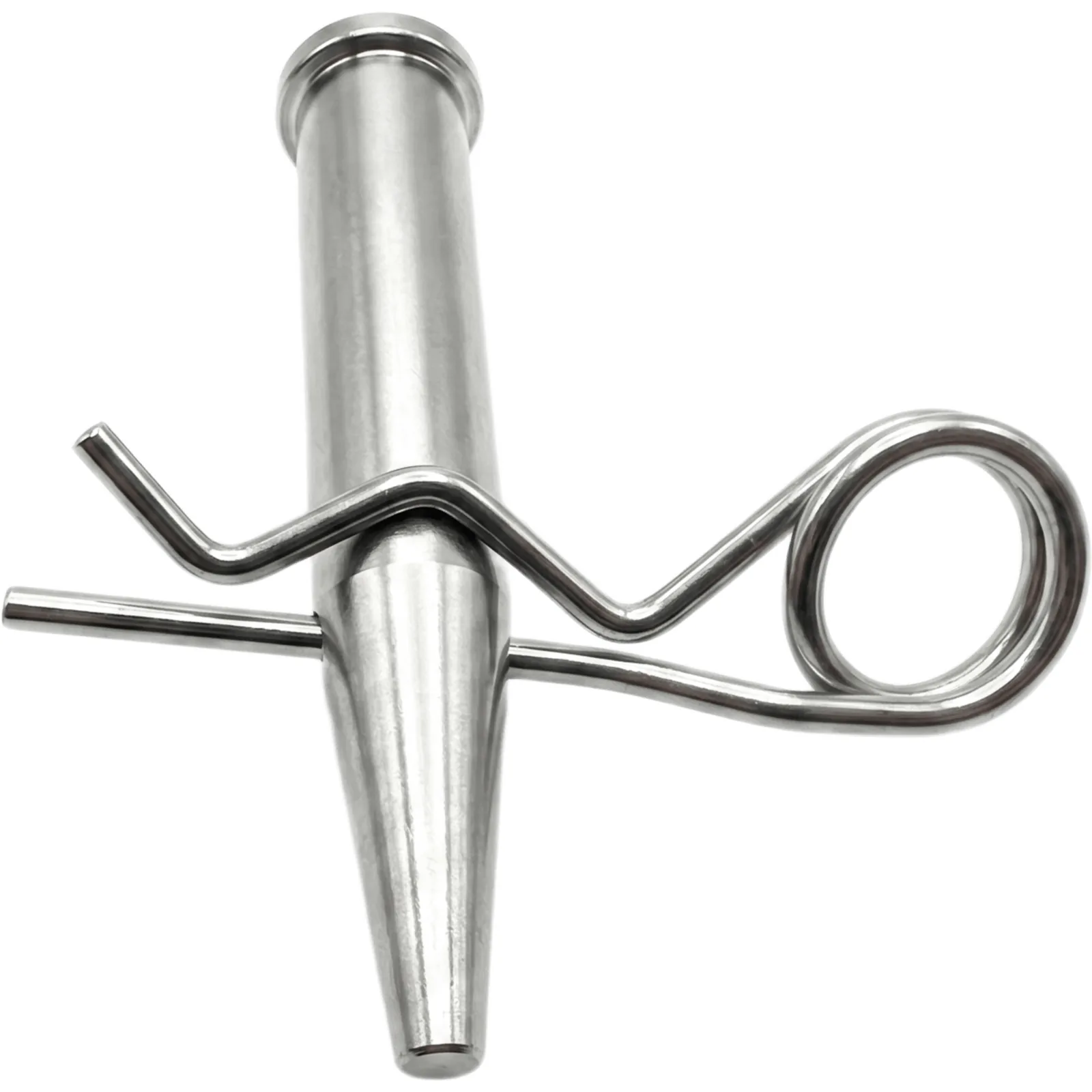 Pasador Cónico + R-clip Set / Compatible con Truss 40x40 cm / Acero de Alta Resistencia Forjado / Galvanizado / Zincado / Largo 92 mm (3.6 in) / Espiga 16 mm (0.6 in) / Cabezal 19 mm (0.7 in)