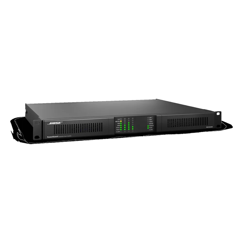 Amplificador de Audio PowerShareX | 4x300w | Potencia Adaptable | DSP | Dante | Baja Impedancia | 70/100V