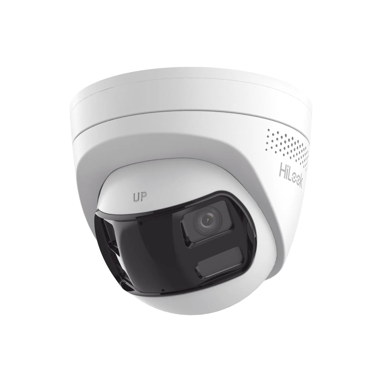 [Dual Light] Turret IP 8 Megapixel / Imagen Panorámica 180°/ PoE / Micrófono y Bocina Integrado / Exterior IP67 / Audio Bidireccional / Alarma Visual y Auditiva Integrada / Smart Supplement Light / Micro SD 512 GB