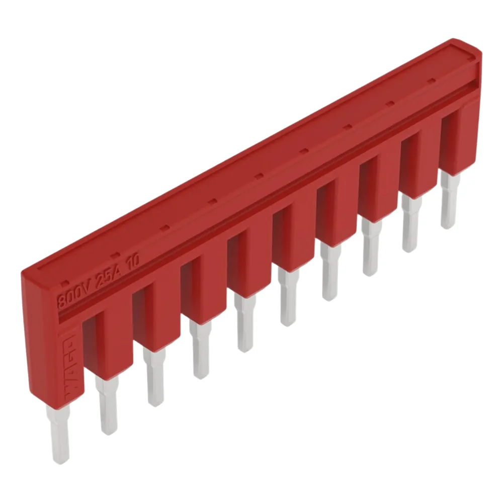 Puente Eléctrico / 10 Polos / Aislado Rojo / 25A 800V / Aplicaciones Ferroviarias / Certificado DIN EN 50155 / Material Rodante
