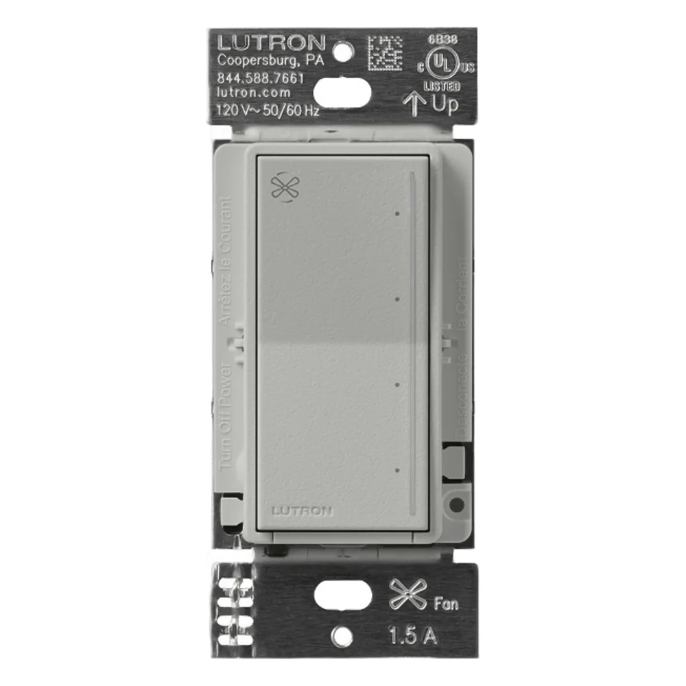 Control de ventilador de pared táctil de 4 velocidades para ventilador de techo tipo paleta, Pebble, RadioRA 3