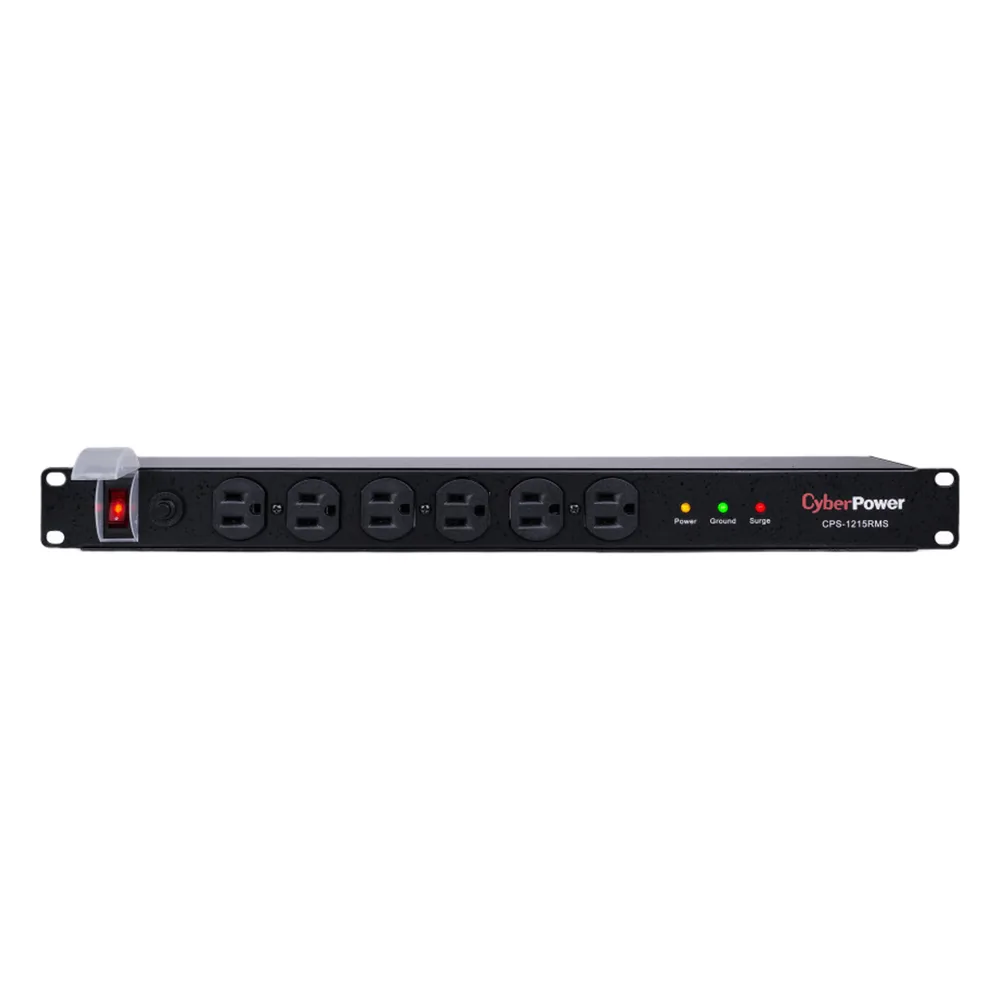 PDU Básico Para Distribución de Energía con Supresor de Picos, Con 12 Tomas NEMA 5-15R Traseras, 1UR, 15 Amp, 120 Vca, 1800 Joules de Protección