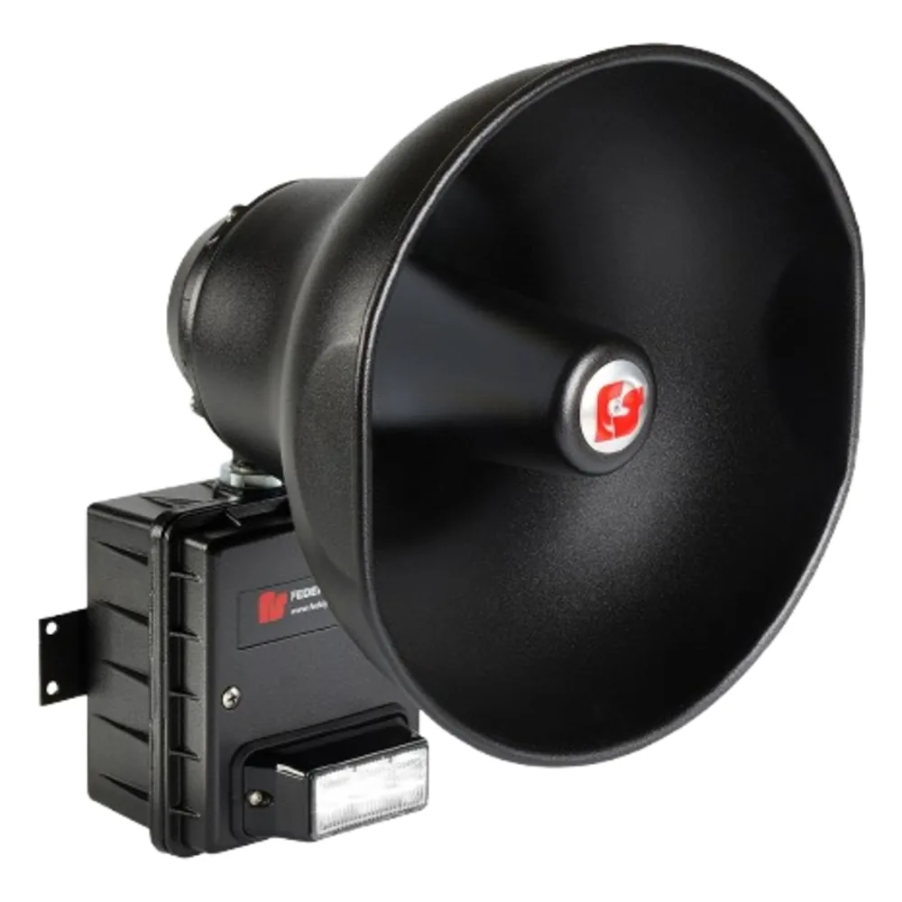 Altavoz IP para Señalización, 15 W Potencia con luz LED Rojo Alta Intensidad, PoE+ 802.3at, NEMA 4X uso en Interior-Exterior, 112 dB a 10 pies (3 m)