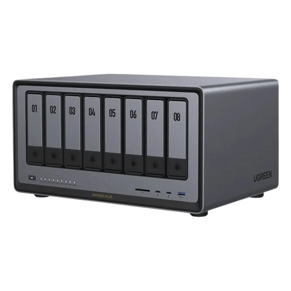 NAS UGREEN NASync DXP8800 Plus / Intel Core i5-1235U 10 Núcleos / 8 Bahías SATA + 2 M.2 NVMe / 2 Puertos 10GbE / Thunderbolt 4 / HDMI 8K / DDR5 Expandible 64GB / PCIe 4.0 x4