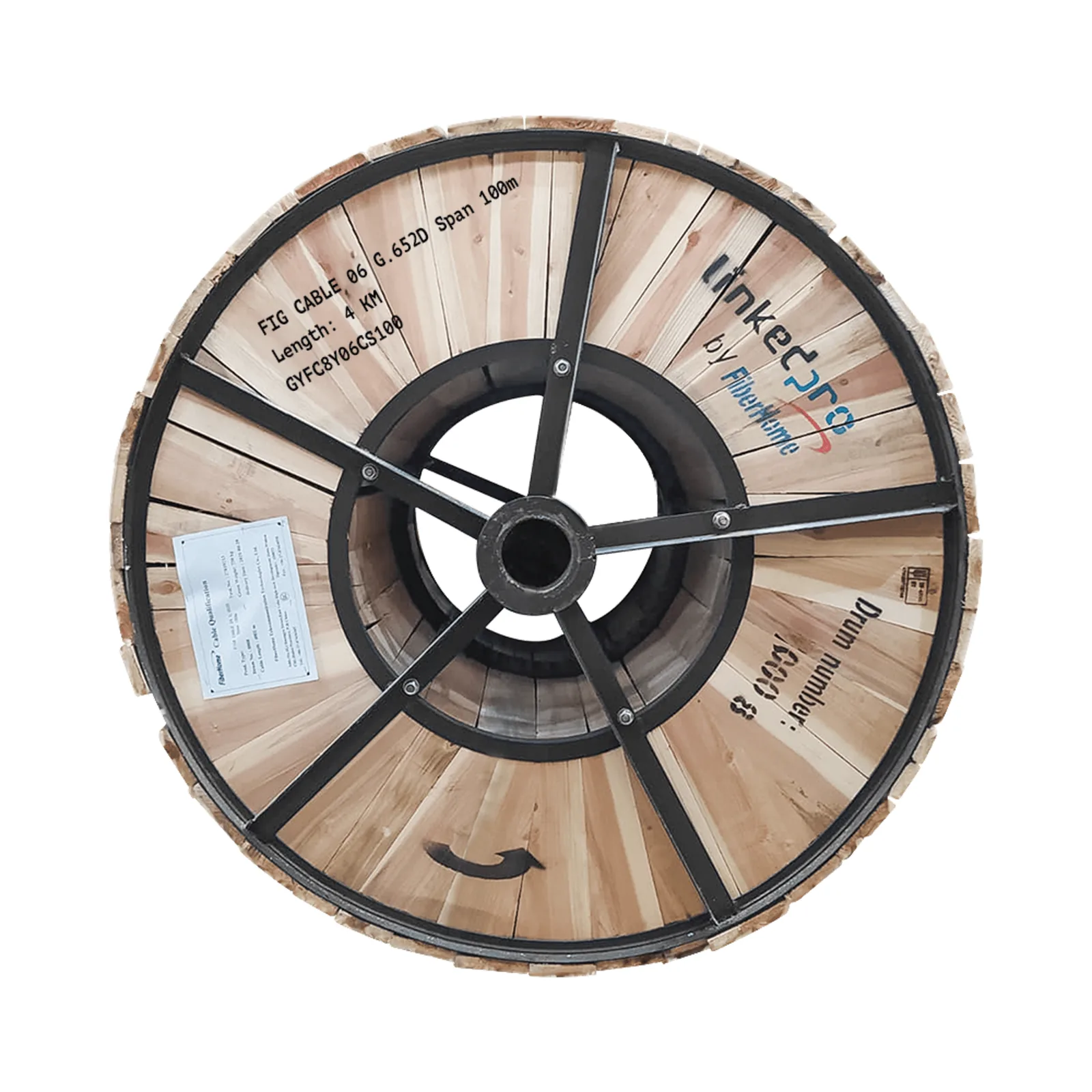 Carrete de 4 Kilómetros de Fibra Óptica Aérea Figura 8 G.652D, Monomodo de 6 Hilos, Exterior, Span 100, Loose Tube