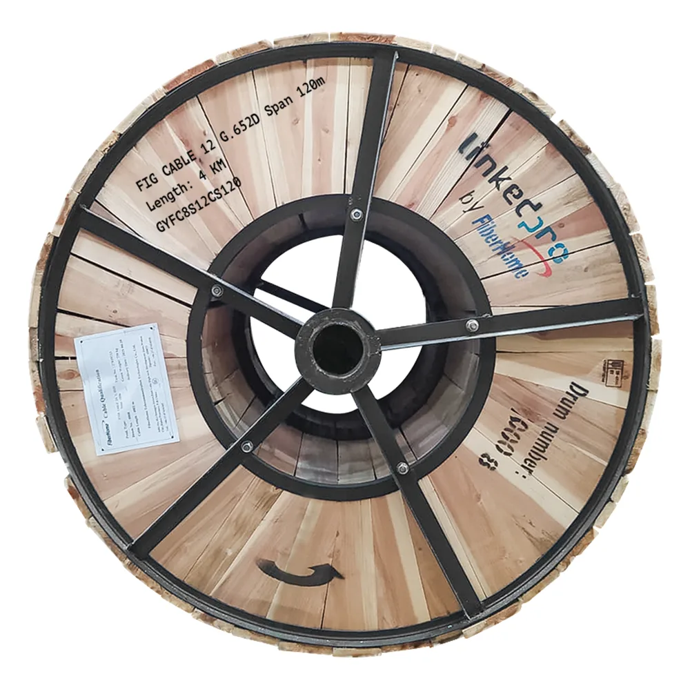 Carrete de 4 Km Fibra Óptica Aerea Figura 8 Armada Antirroedor G.652D, Monomodo de 12 Hilos, Exterior, Span 120