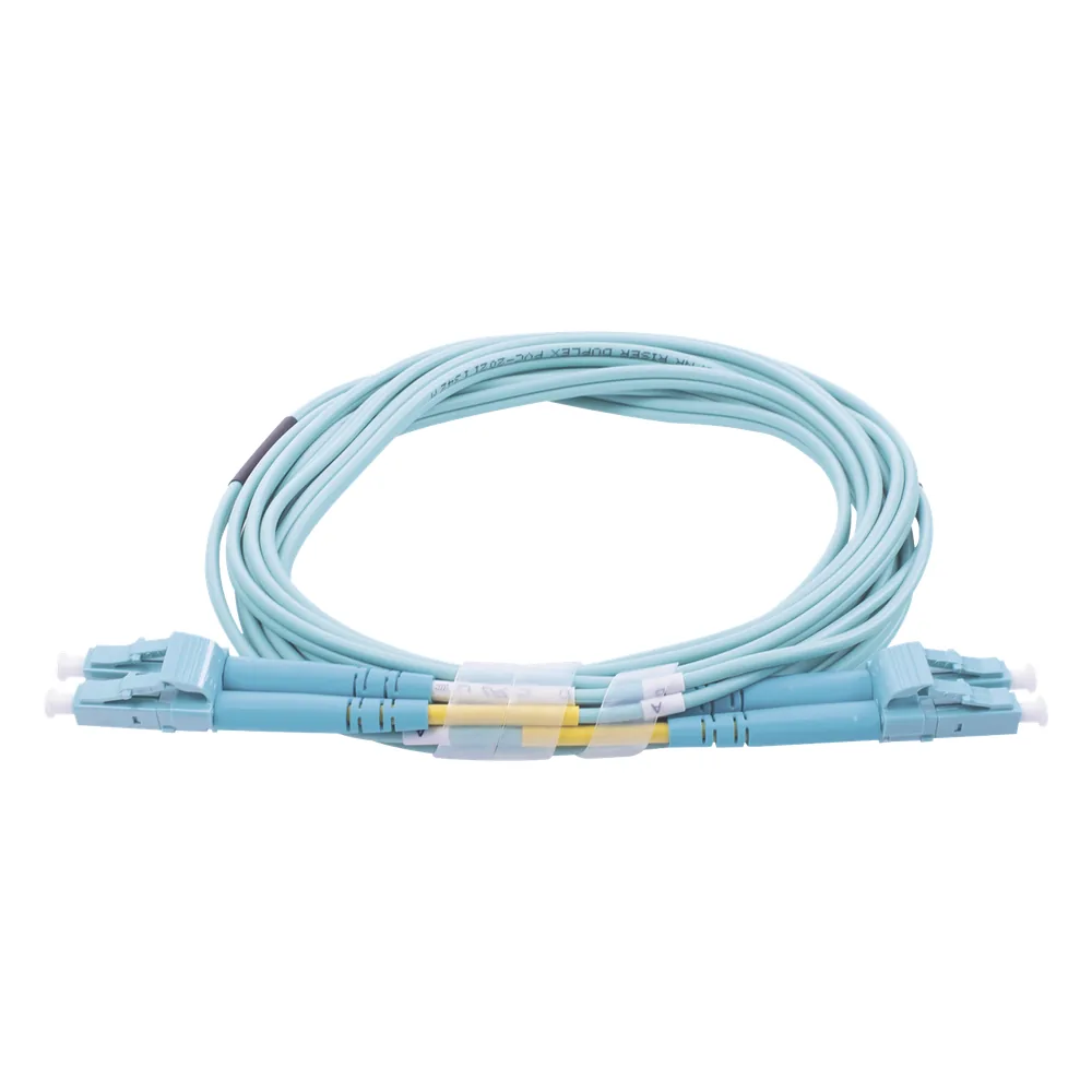 Jumper de Fibra Óptica Multimodo OM3 50/125 LC-LC OFNR (Riser), 2.0 mm, Dúplex, Aqua, 20 Metros (65.62 Pies)
