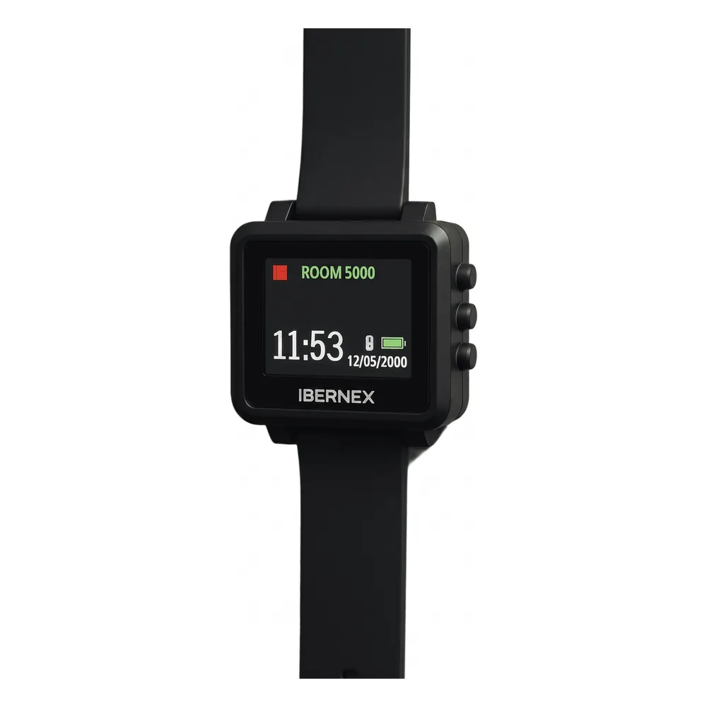 Reloj Receptor Inalámbrico de Muñeca / Display LCD a Color / Batería Recargable / Indicación Visual y Acústica de Alarmas / Almacena hasta 3000 Caracteres / Conexión Inalámbrica por Radiofrecuencia