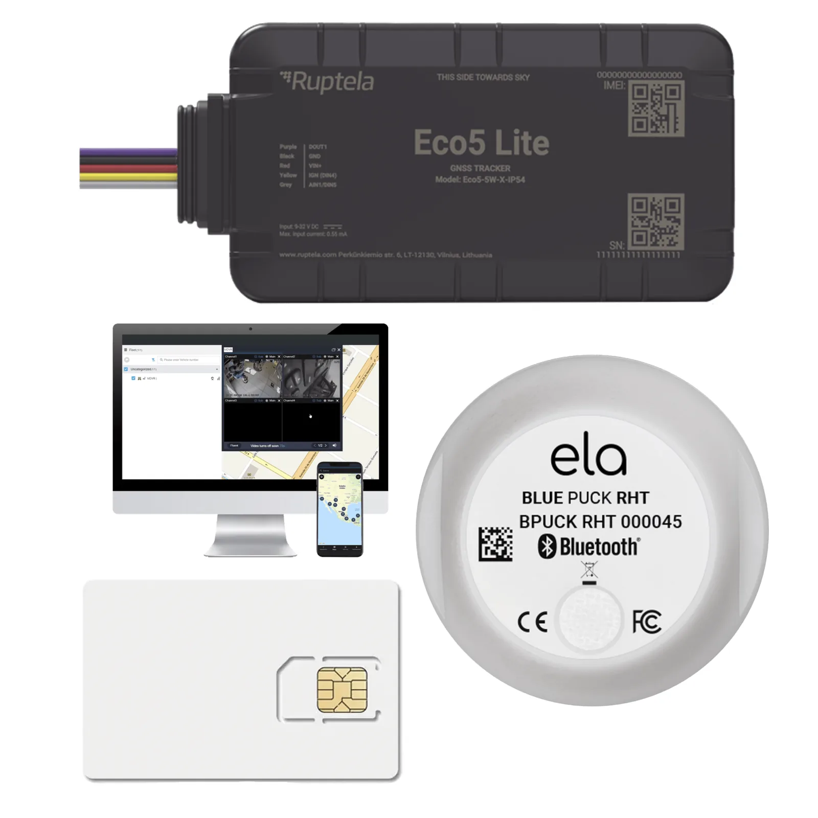 Rastreador Vehicular y Monitoreo de Flota / BLE 5.0 y GNSS / LTE CAT1 y LTE-M con Respaldo 2G / GNSS U-blox / MiKado IP54 / -20 °C a +40 °C / Acelerómetro de 3 Ejes / Suministro 9-32 V / Batería Interna