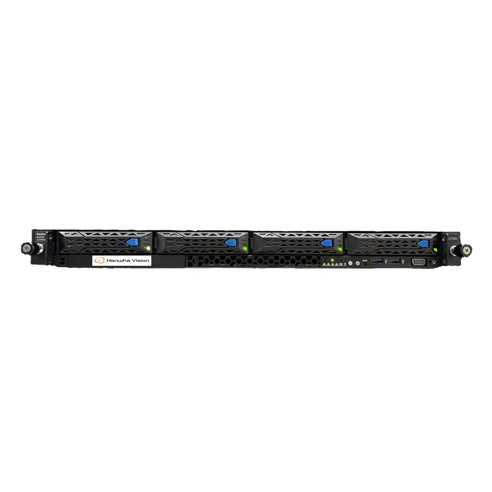 NVR Wisenet WAVE basada en Ubuntu Linux / Montable en Rack 1U / Incluye 1 licencia WAVE-PRO-04 / 470 Mbps throughput / Incluye 80 TB para almacenamiento