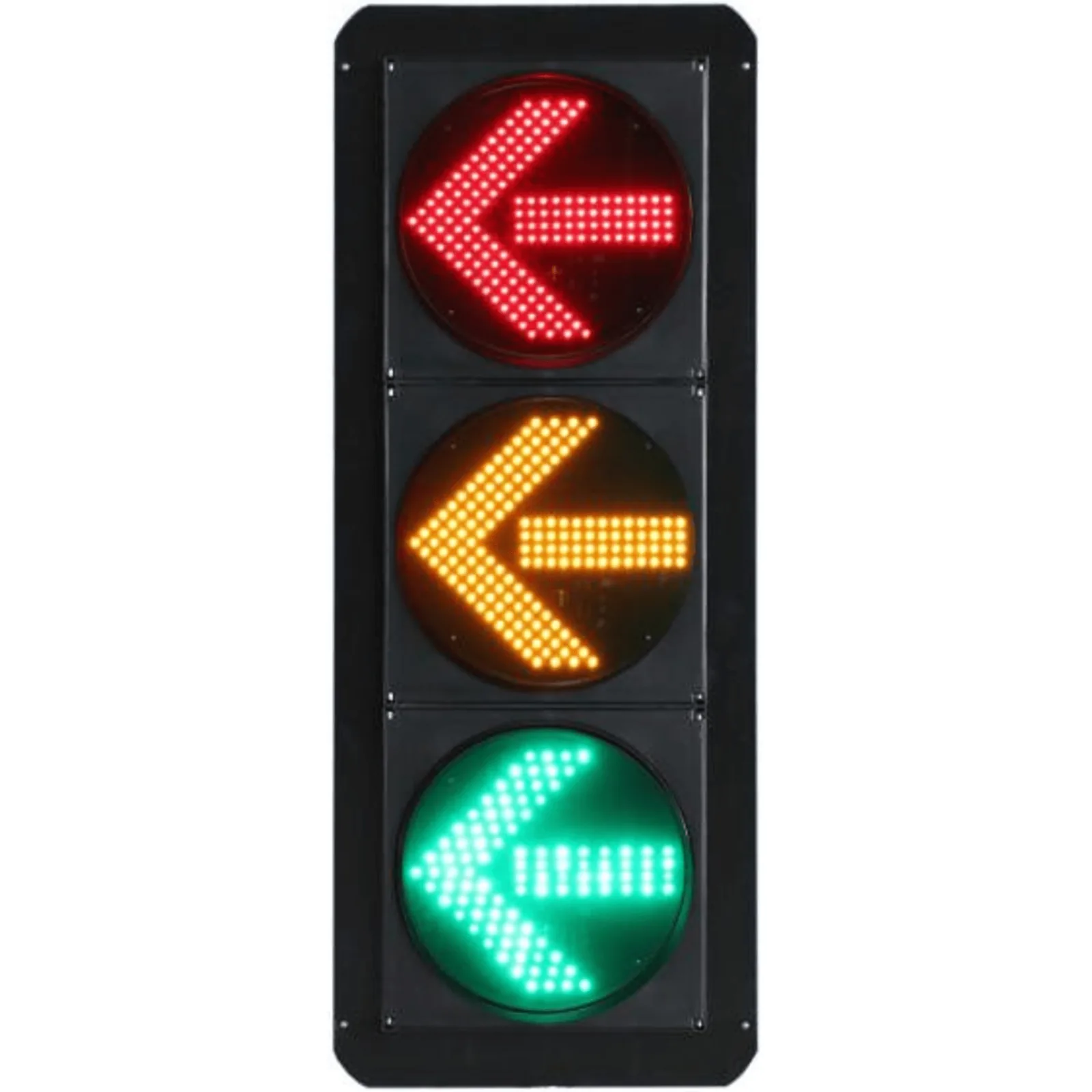 Semáforo Vertical de Giro Izquierdo / LED de Cuatro Elementos / Carcasa PC y ABS / IP53 / Transformador AC 24V / Flecha Izquierda / Protección IP53 / Vida Útil LED ≥100,000 Hrs