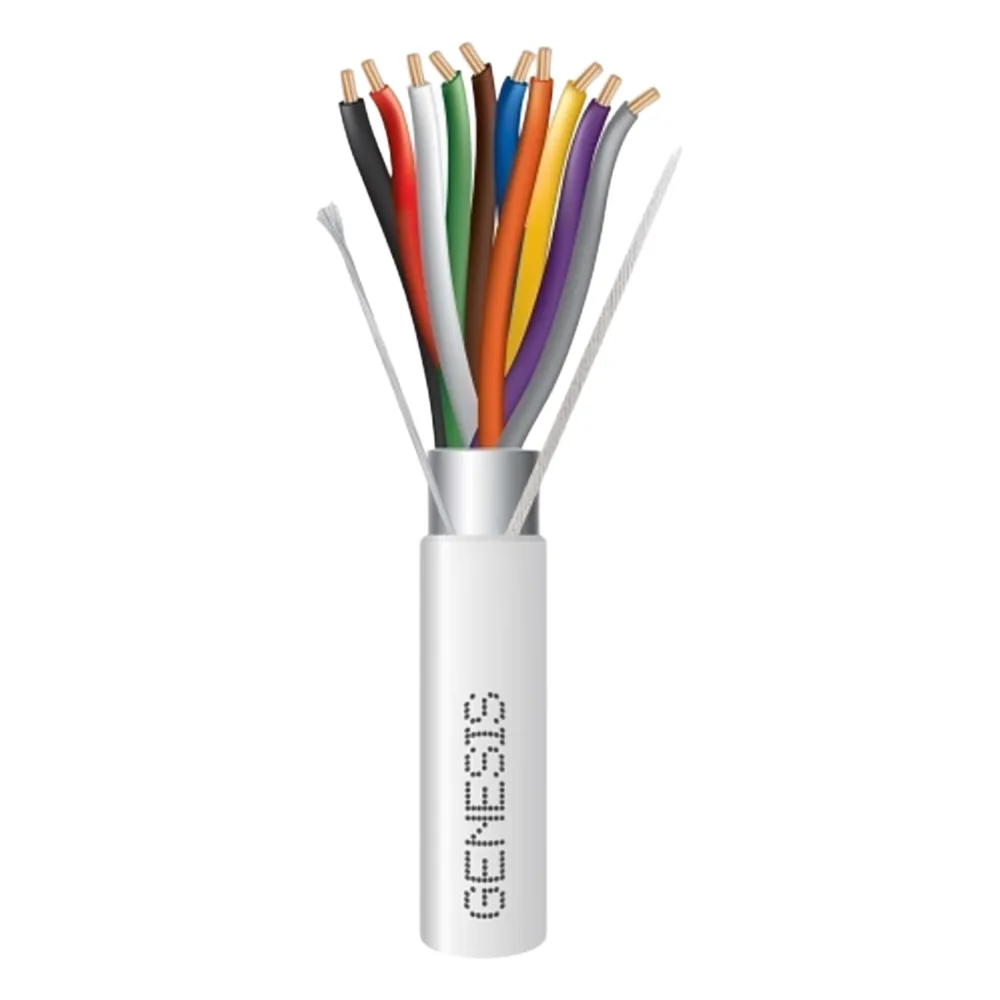Carrete de 305 Metros (1000 Pies) / Cable de Cobre / 10x18 AWG / Plenum / Color Blanco / Blindado / Para Aplicaciones de Alarmas de Intrusión / Control de Acceso / Automatización / Interfonos y Tv Porteros