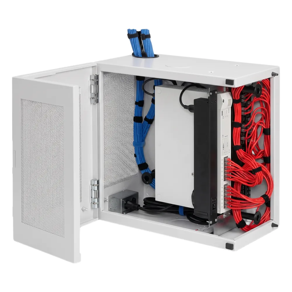 Gabinete de Pared L-Box 12U / Acero 1.9 mm / 1219 x 610 x 313 mm / Puerta L 120° / RAL 7035 / Rack 19"