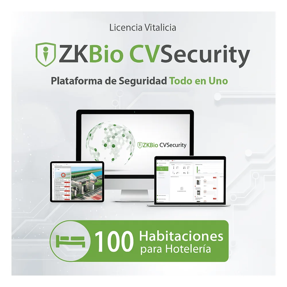 Licencia para ZKBioCVsecurity para modulo de hoteleria para 100 habitaciones