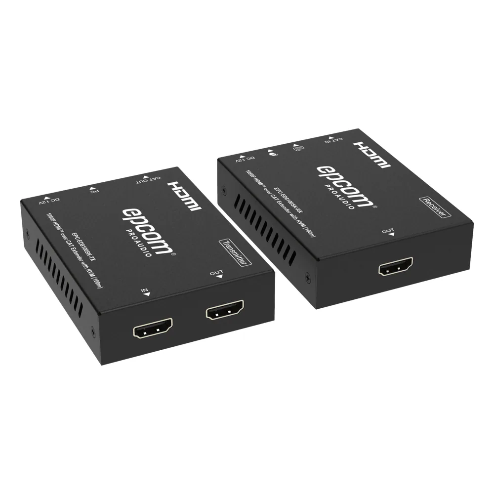 Extensor HDMI | Soporta KVM | Transmisión hasta 100 m | Cable CAT6 | 1080P@60Hz | Copia EDID automática | Sin compresión ni retraso | PoC