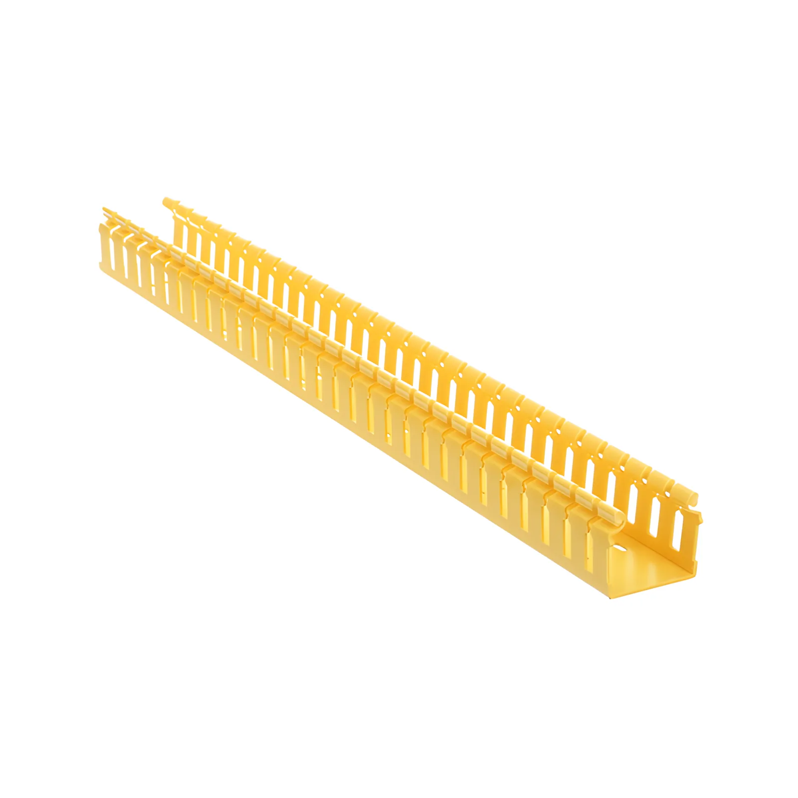 Canaleta Ranurada de PVC sin Tapa, Tipo H (Tapa Abisagrada), 2 in de Ancho, 2 in de Alto y 3048 mm de Largo, Color Amarillo