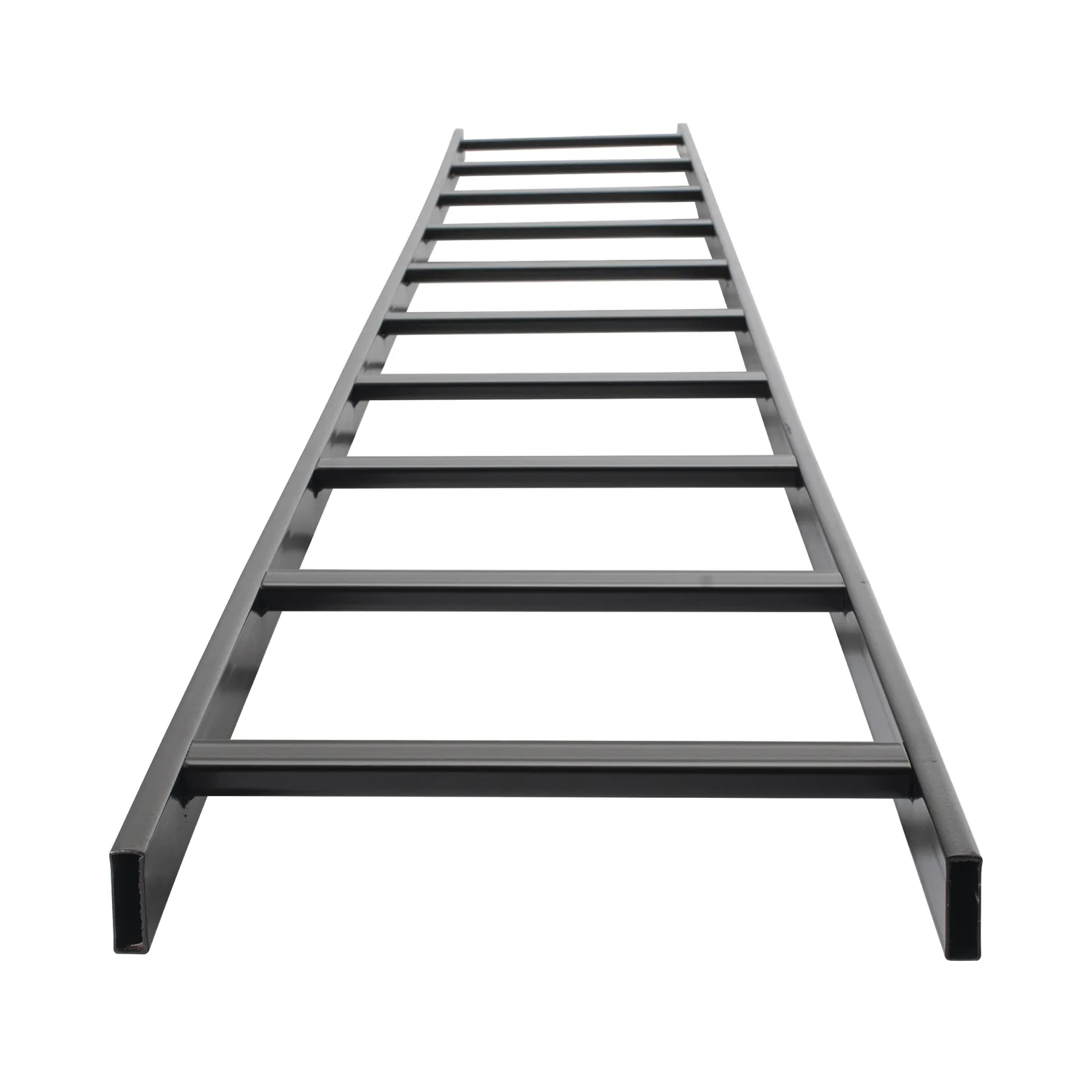 Escalera Tubular de 1.5" de Peralte y 12" de Ancho y 3.05 Metros de Largo, Pintura Epóxica Color Negro, Ideal Para Utilizarse en Centros de Datos o Cuartos de Telecomunicacionesl, incluye Coples y Tornillería