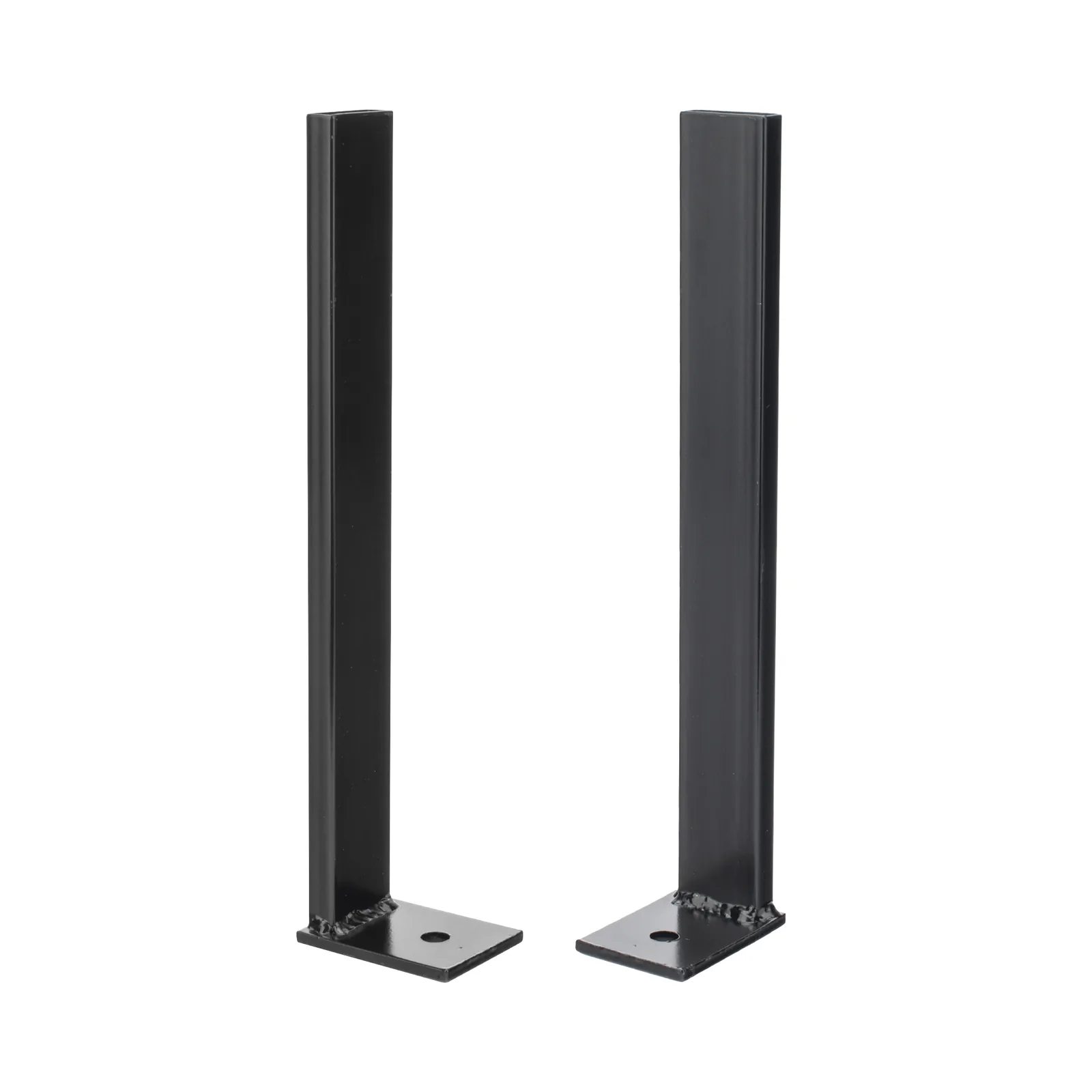 Pies Base para Escalera Tubular de 1.5" de Peralte × 12" de Ancho / Acero al Carbón / Pintura Epóxica Negra / Fijación al Suelo / Par de 2 Piezas