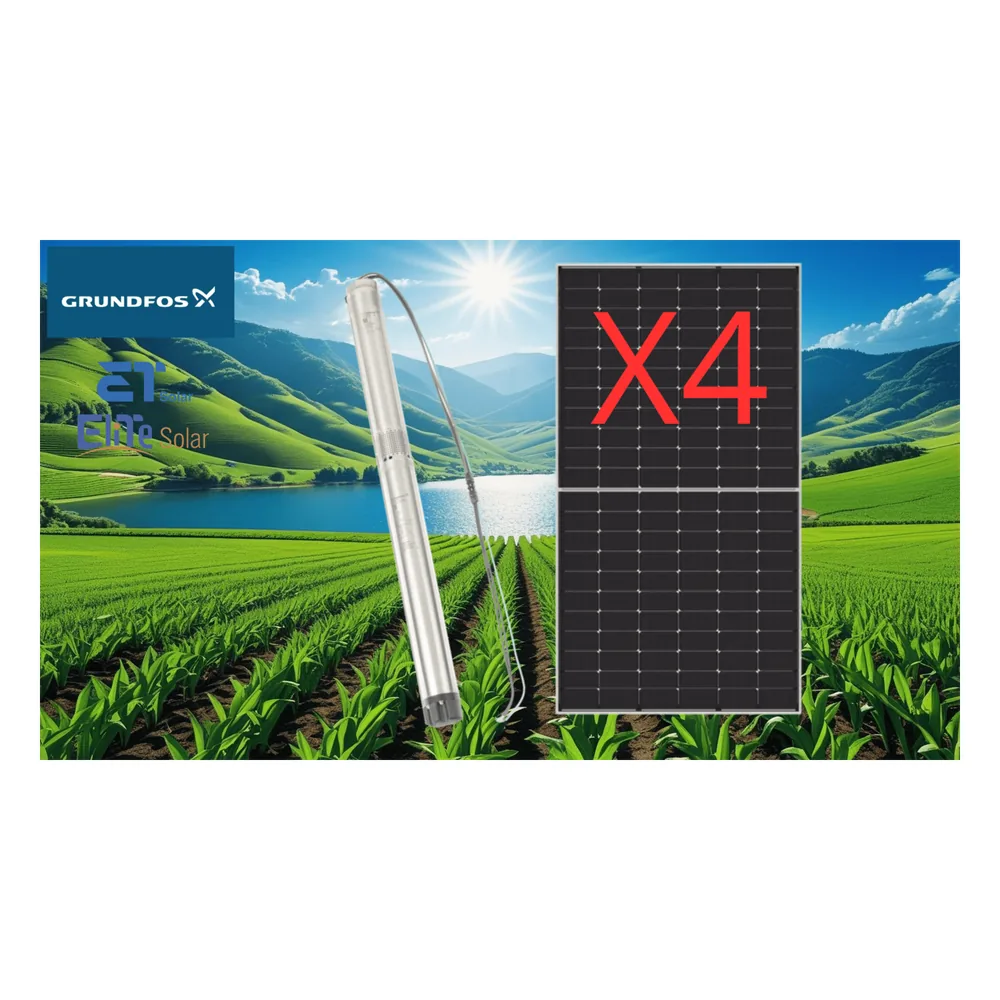 Kit De Bombeo Solar/ Bomba 1.4Kw / 4 Módulos Solares 610w