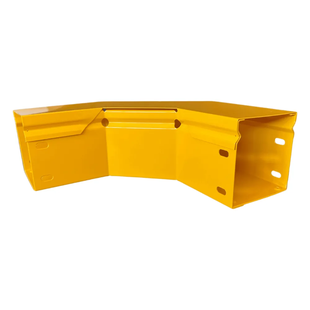 CHFIBER Curva Horizontal de 90° de Aluminio para Fibra Óptica, 4" de Peralte, 4" de Ancho y Radio de 8", con Pintura Epóxica Amarilla, Incluye Tapa, un Par de Coples y Tornillería