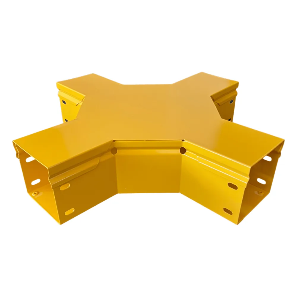 CHFIBER Cruce Horizontal de Aluminio para Fibra Óptica, 4" de Peralte, 4" de Ancho y Radio de 8", con Pintura Epóxica Amarilla, Incluye Tapa, un Par de Coples y Tornillería