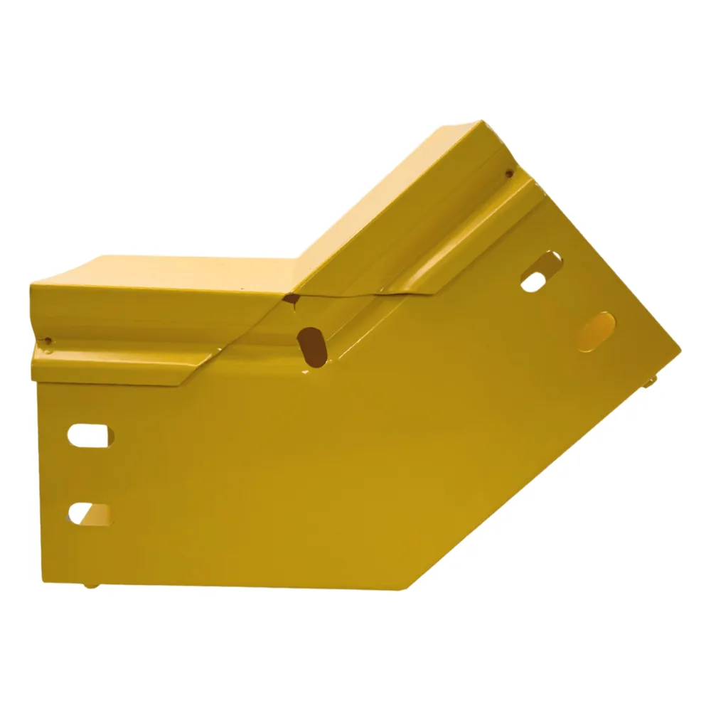 CHFIBER Curva Vertical Interior de 45° de Aluminio para Fibra Óptica, 4" de Peralte, 4" de Ancho y Radio de 8", con Pintura Epóxica Amarilla, Incluye Tapa, un Par de Coples y Tornillería