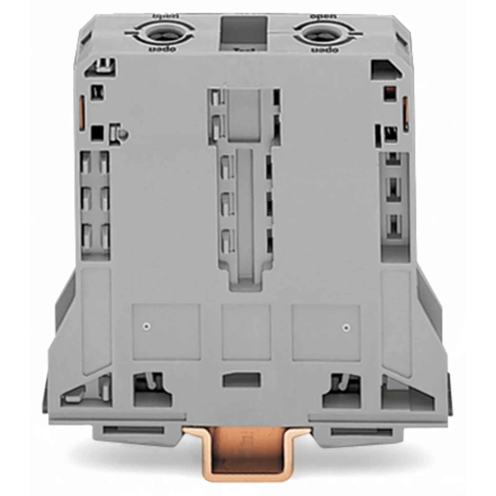 Borna de Paso para Corrientes Elevadas, 95 mm², POWER CAGE CLAMP, 2 Puntos de Conexión, 232 A, 1000 V, Montaje Carril DIN 35x15, Gris