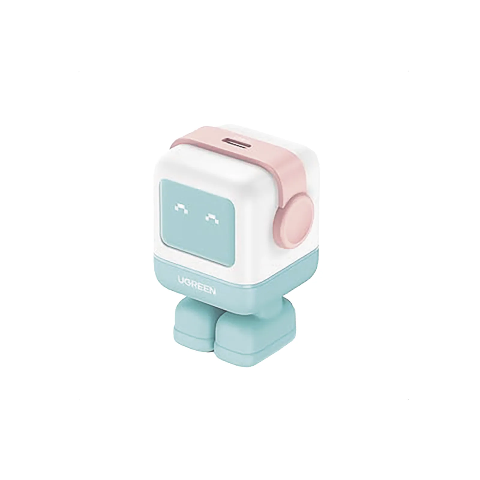 Cargador Mini GaNRobot 30W serie UNO | 1 USB-C de Carga Rápida | Tecnología GaN II | Multiprotocolo PD/QC/SCP/FCA | Carga Inteligente | Pantalla LED | Zapato Magnético Extraíble | Thermal Guard | Color Pink-Blue