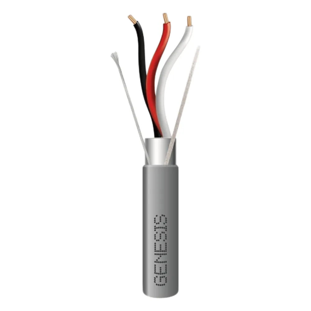 Bobina de 305 m (1000 ft) / Cable para Alarma 3x18 AWG / Blindado / Riser FPLR-CMR / Gris