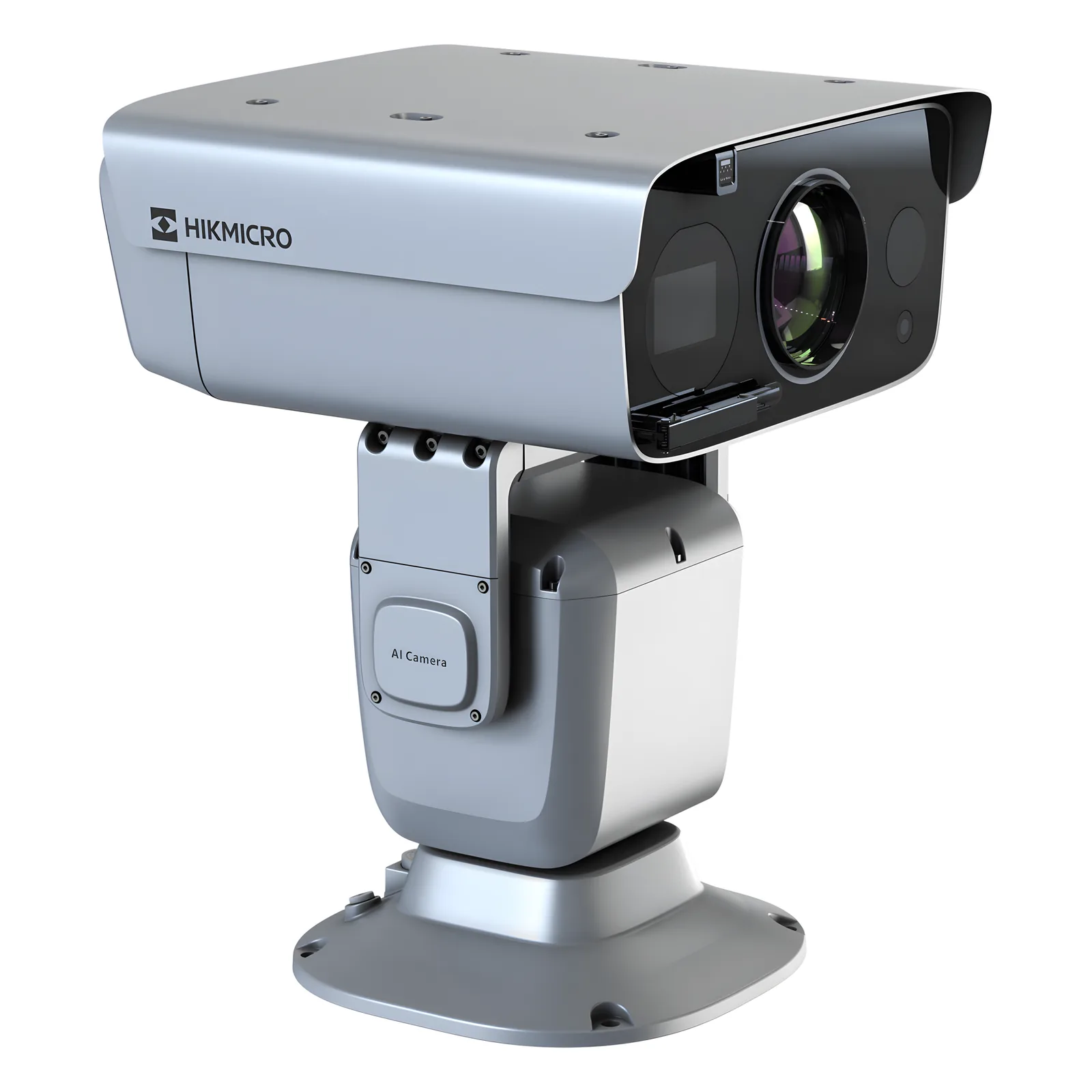 PTZ Punta de Poste IP Dual / Lente Térmico 100 mm (640 X 512) / Lente Óptico 56X Zoom (4 MP) / 800 mts IR Laser / 36 VCC / IP66 / Recubrimiento Anticorrosivo