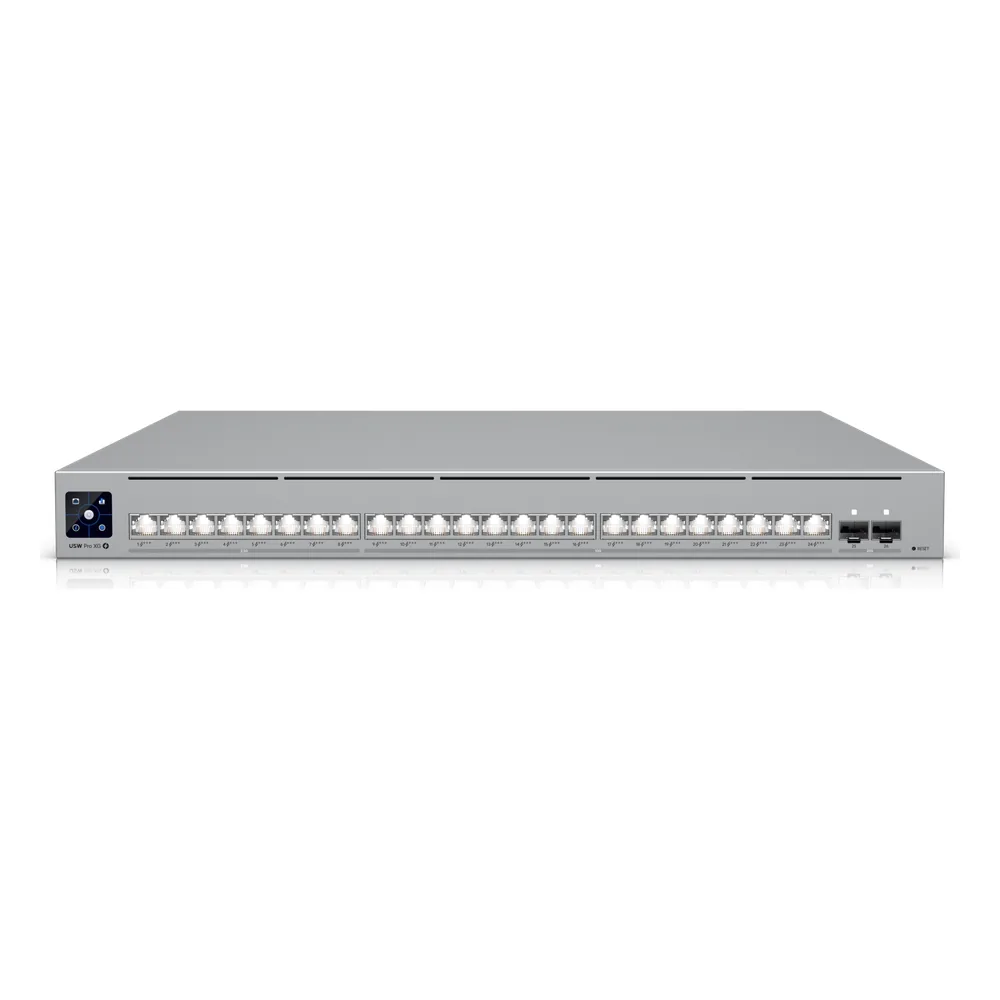 UniFi Switch USW-Pro-XG-24-PoE / Capa 3 / 24 puertos PoE+++ (16 × 10 GbE, 8 × 2,5 GbE) + 2 puertos SFP28 25 G / 720 W PoE total
