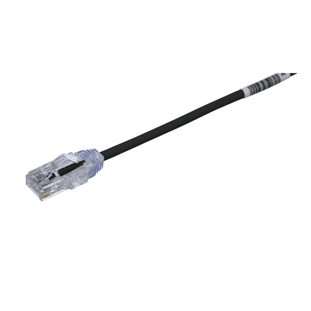 Cable de Parcheo UTP Cat6A, CM/LSZH, Diámetro Reducido (28AWG), Color Negro, 0.5 Metros (1.64 Pies)