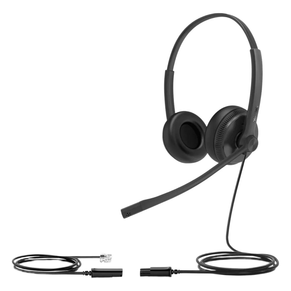 Diadema Alámbrica YHS34 Dual de Yealink QD a RJ9 con Almohadillas de Cuero
