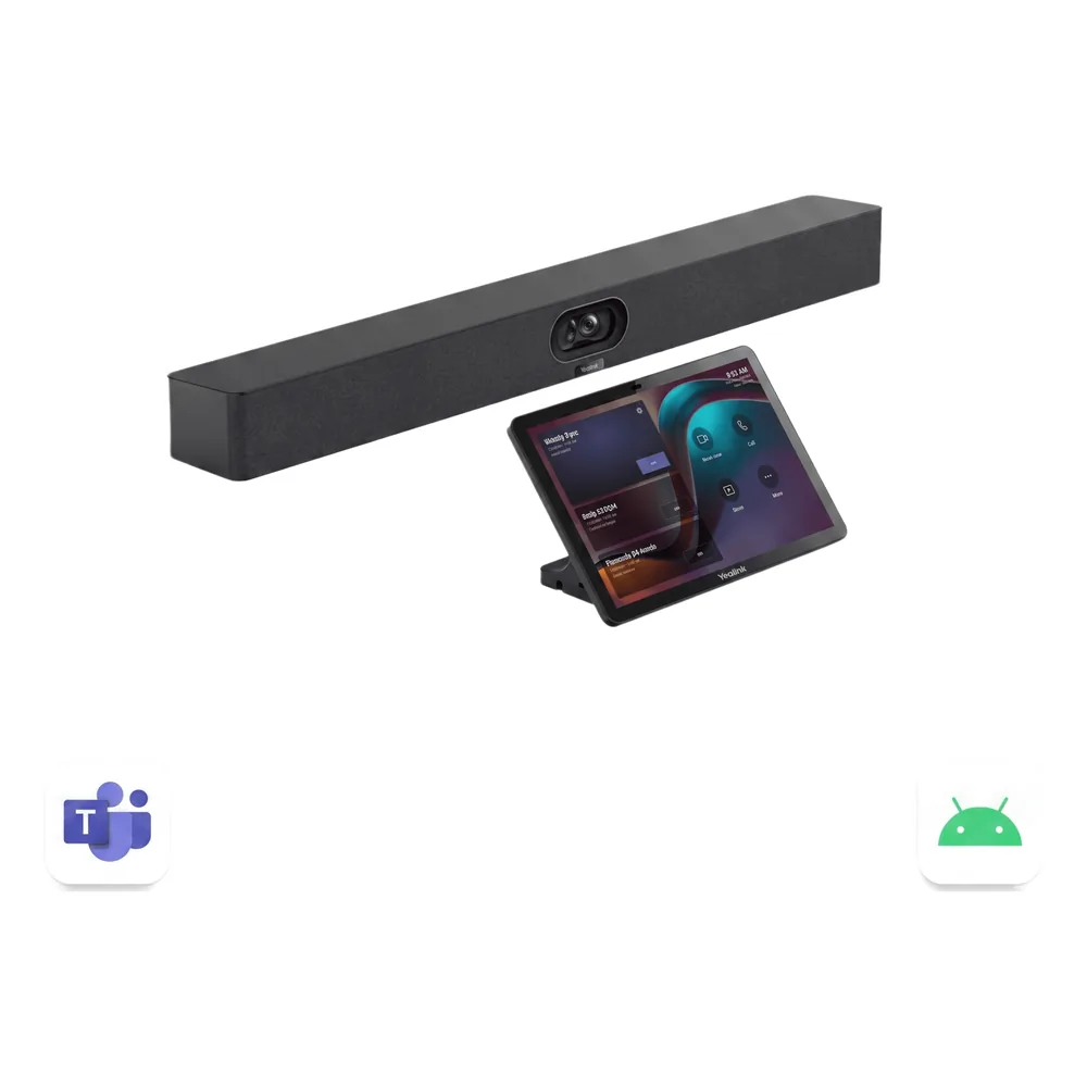Barra de Videoconferencia Yealink A40 para Salas Medianas con Android Integrado Compatible con Teams Rooms, Zoom Rooms, RingCentral Rooms y BYOD- Incluye Panel Touch