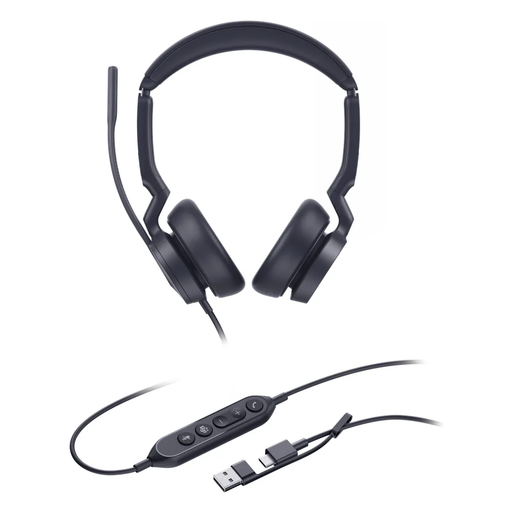 Auriculares Yealink UH46 Dual con cancelación de ruido por IA para Microsoft Teams, USB-C/A e indicador de ocupado