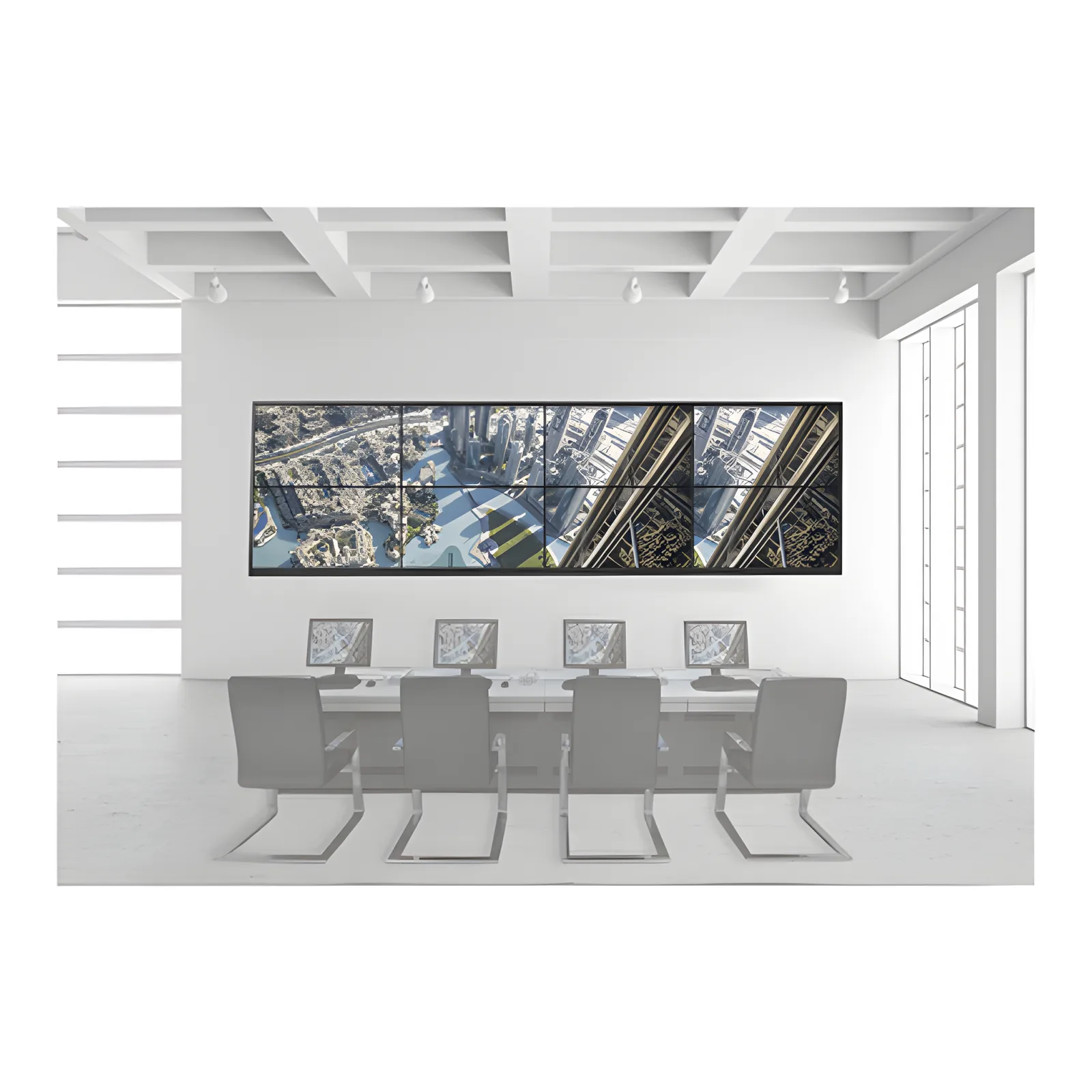 Kit Videowall 4x2 / Incluye 8 Pantallas de 55" / Decoder / Base de Pared