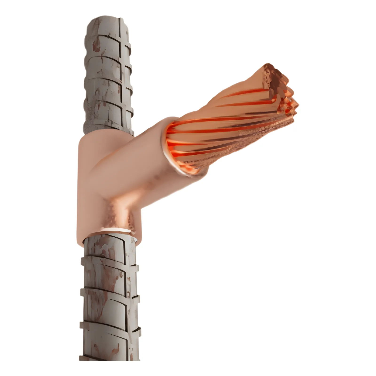Molde para Soldadura exotemica para cable Horizontal cal. 4/0 a Varilla Corrugada Vertical de 1/2