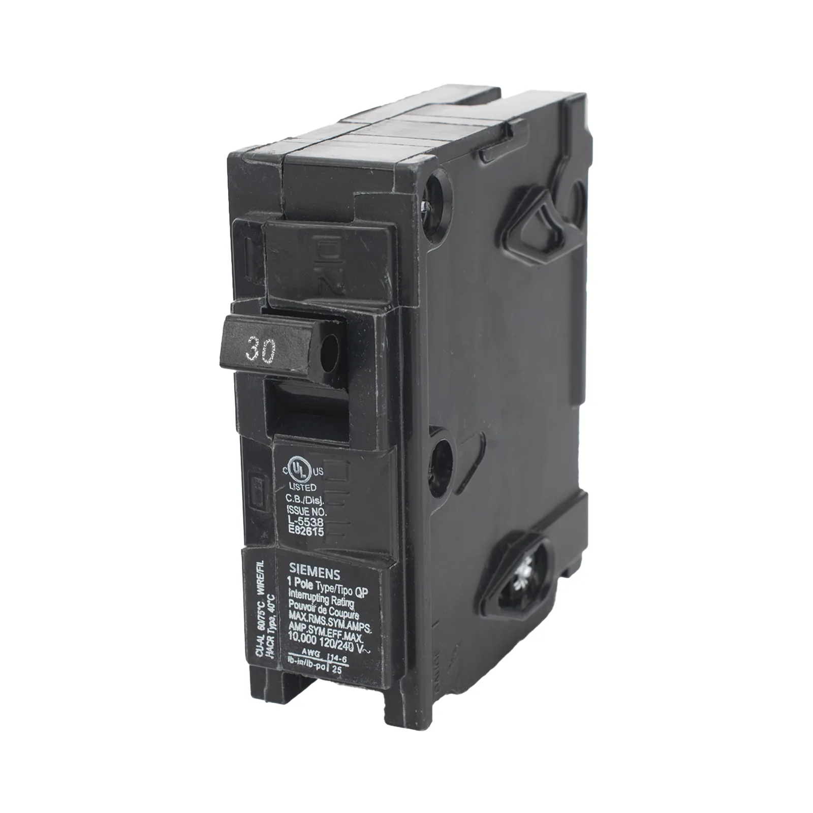 Interruptor automático enchufable tipo QP 1 polos, 30 amp