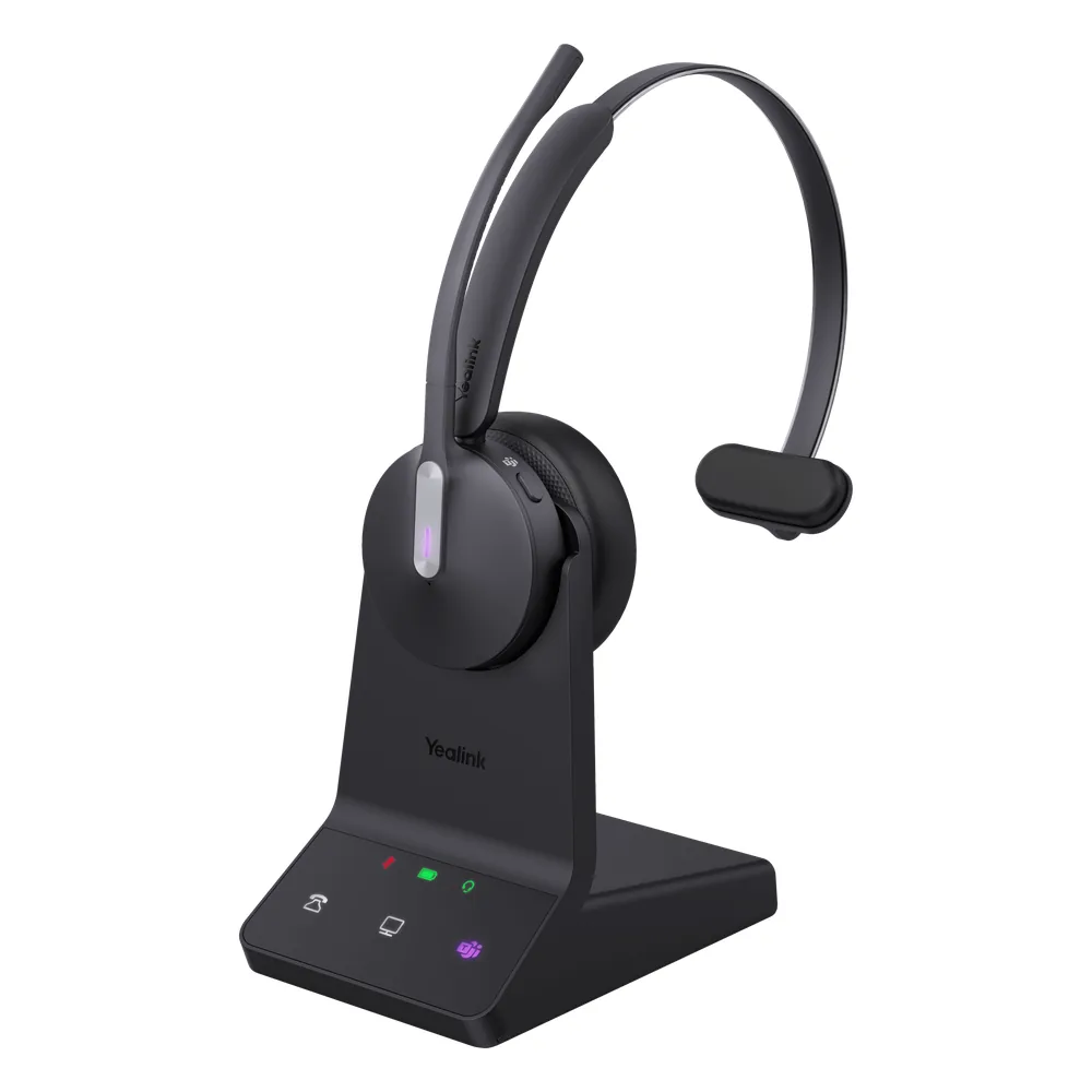 Auriculares mono Yealink WH64 edición MS/ Base DECT y auriculares con Bluetooth integrado/ Cancelación de ruido con 3 micrófonos/ Hasta 32 horas de conversación