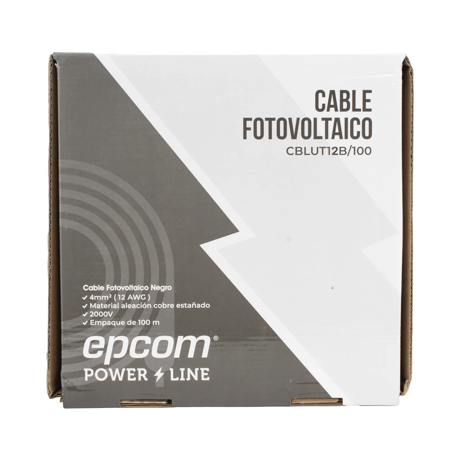 Cable Fotovoltaico Negro / Cobre Estañado / 4 mm² (12 AWG) / 2000V / Rollo de 100 m / / UL 4703 y TUV